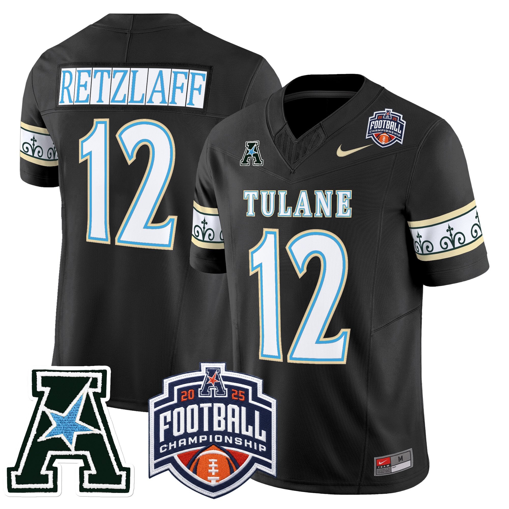 Men's Tulane Green Wave 'City Edition' Vapor Limited Jersey - 2025 AAC Championship Patch - All Stitched