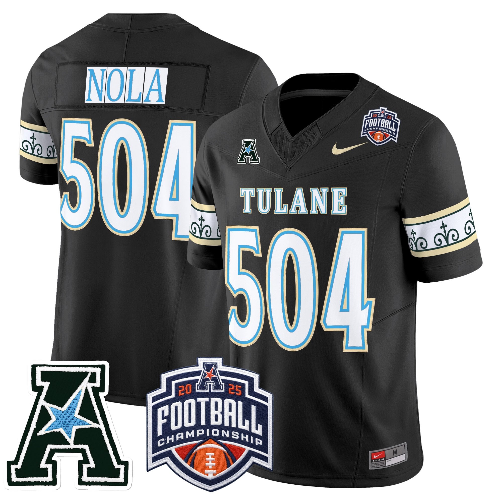 Men's Tulane Green Wave 'City Edition' Vapor Limited Jersey - 2025 AAC Championship Patch - All Stitched