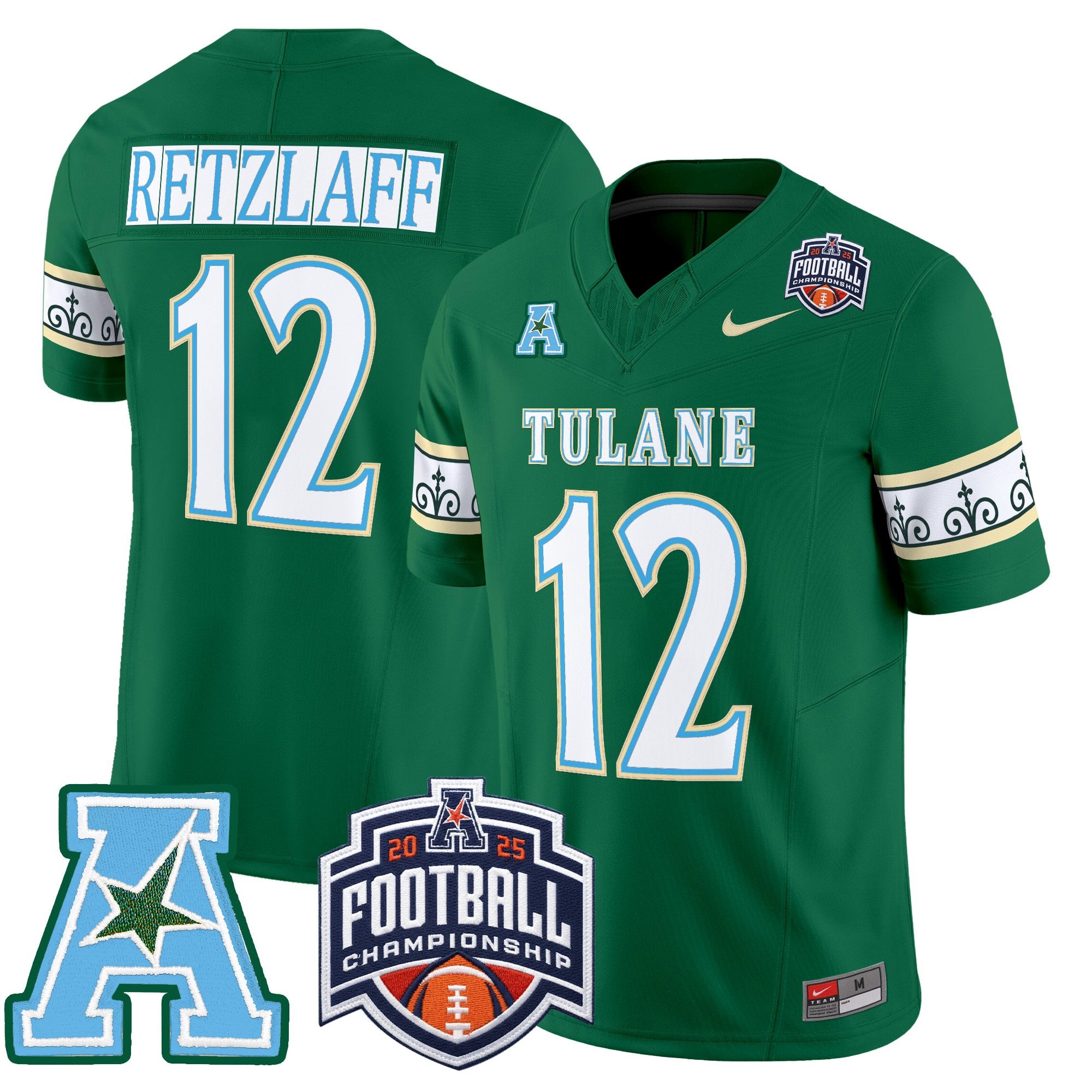 Men's Tulane Green Wave 'City Edition' Vapor Limited Jersey - 2025 AAC Championship Patch - All Stitched