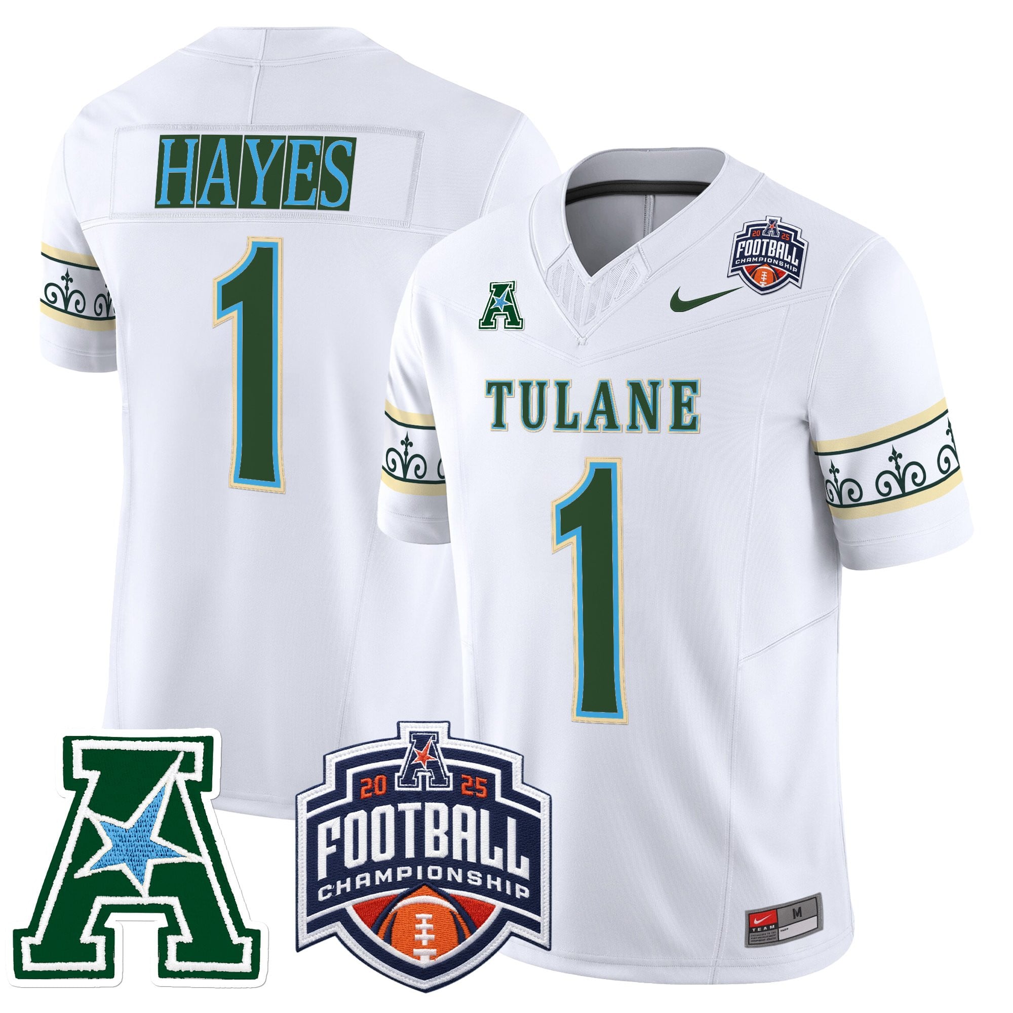 Men's Tulane Green Wave 'City Edition' Vapor Limited Jersey - 2025 AAC Championship Patch - All Stitched