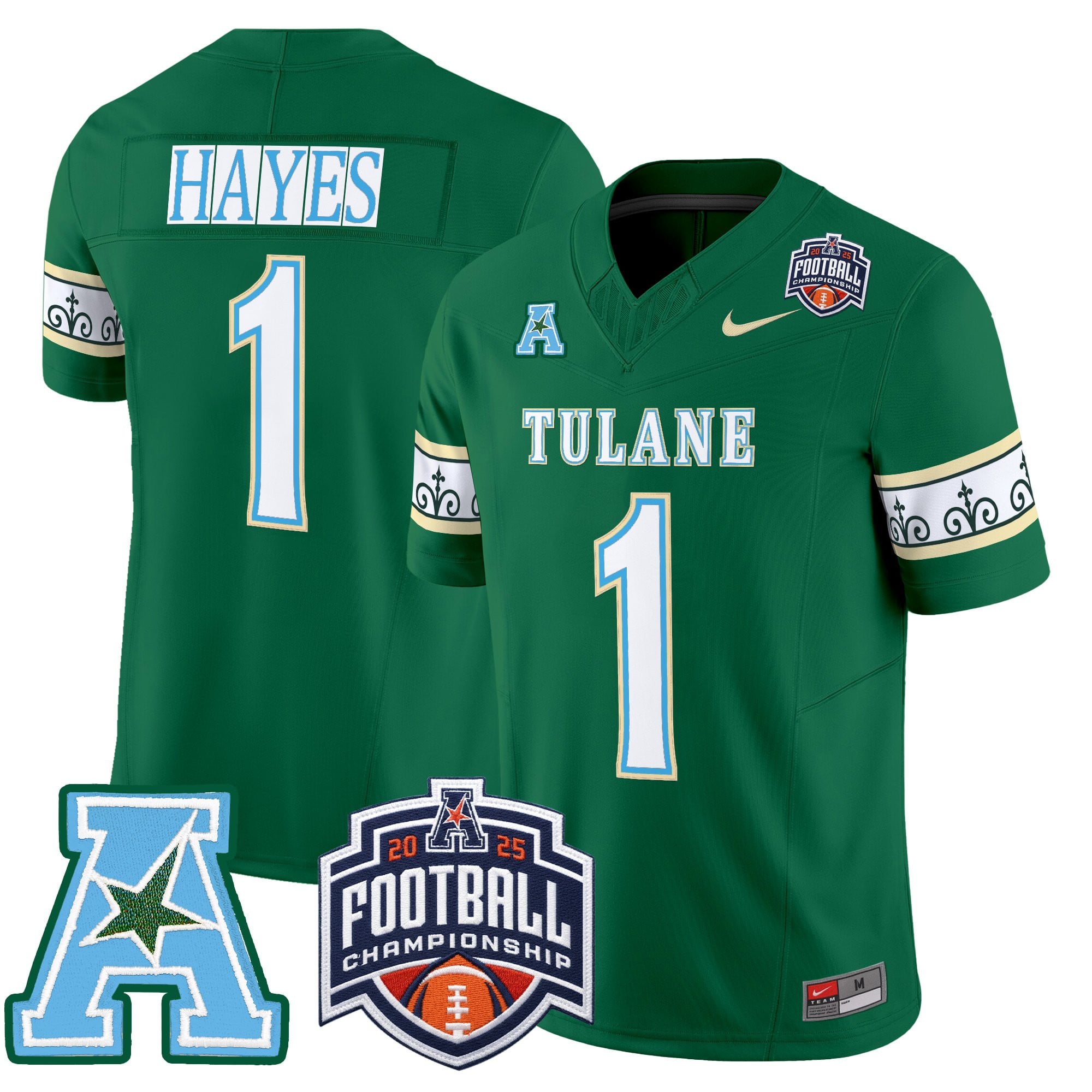 Men's Tulane Green Wave 'City Edition' Vapor Limited Jersey - 2025 AAC Championship Patch - All Stitched