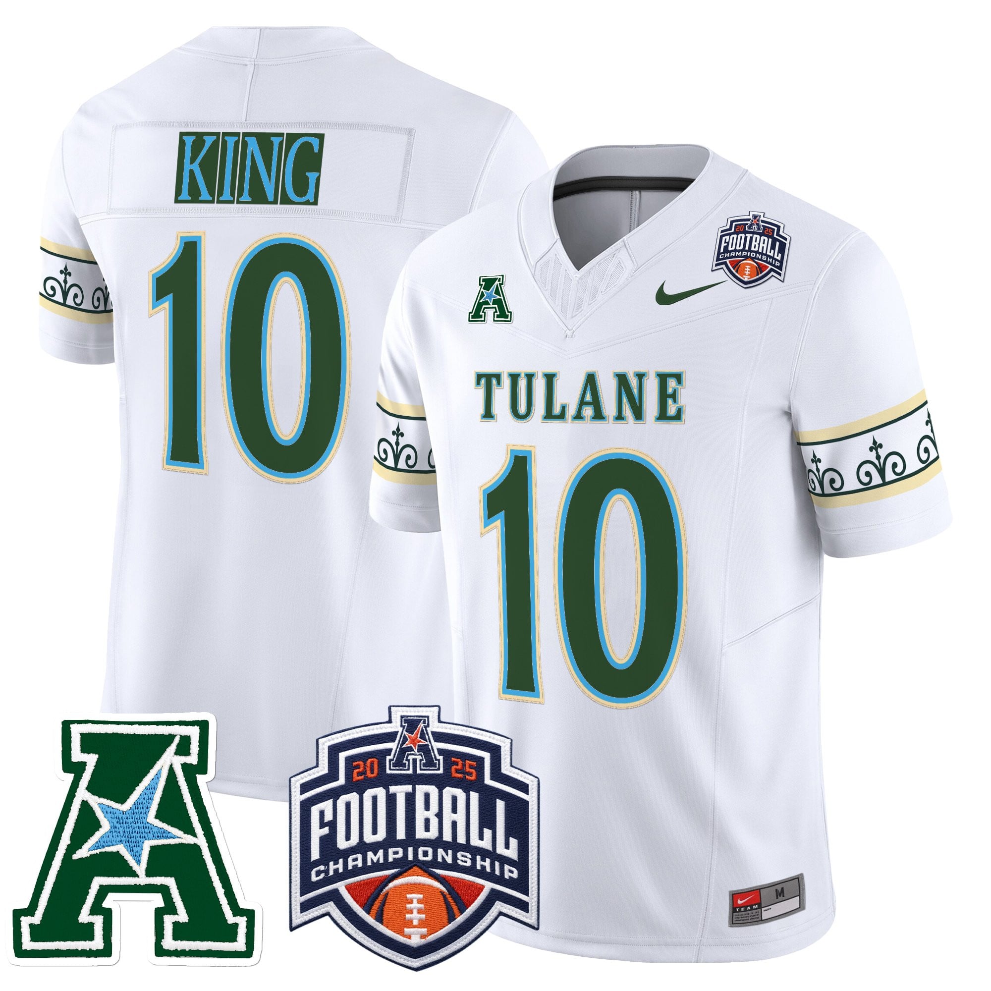 Men's Tulane Green Wave 'City Edition' Vapor Limited Jersey - 2025 AAC Championship Patch - All Stitched