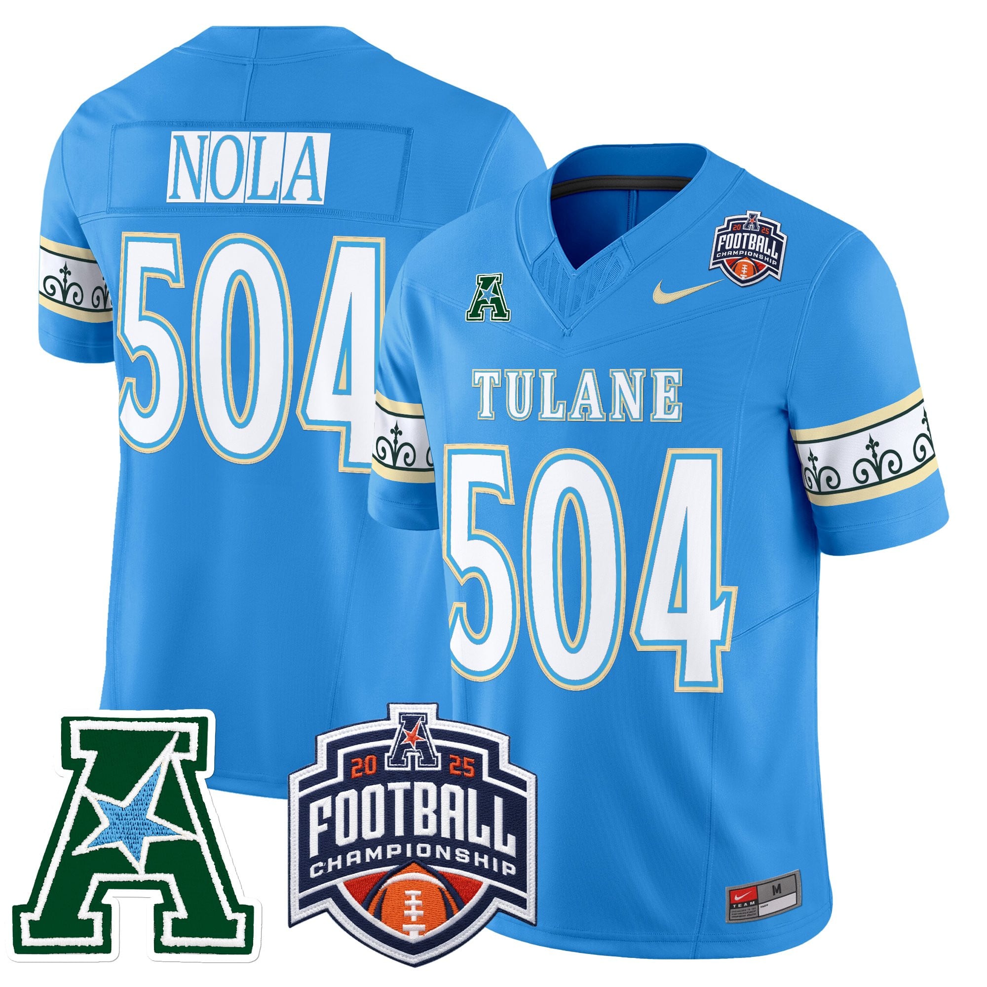 Men's Tulane Green Wave 'City Edition' Vapor Limited Jersey - 2025 AAC Championship Patch - All Stitched