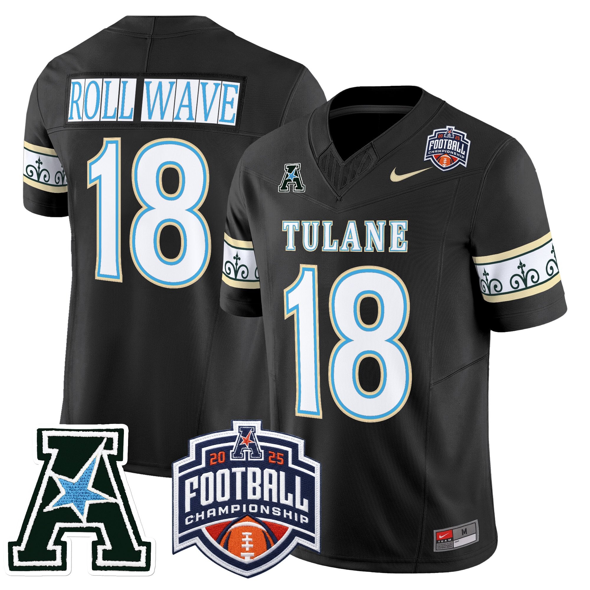 Men's Tulane Green Wave 'City Edition' Vapor Limited Jersey - 2025 AAC Championship Patch - All Stitched