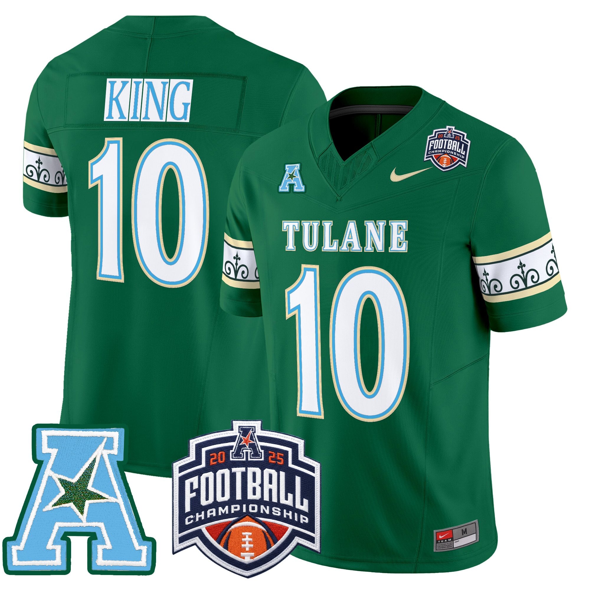 Men's Tulane Green Wave 'City Edition' Vapor Limited Jersey - 2025 AAC Championship Patch - All Stitched