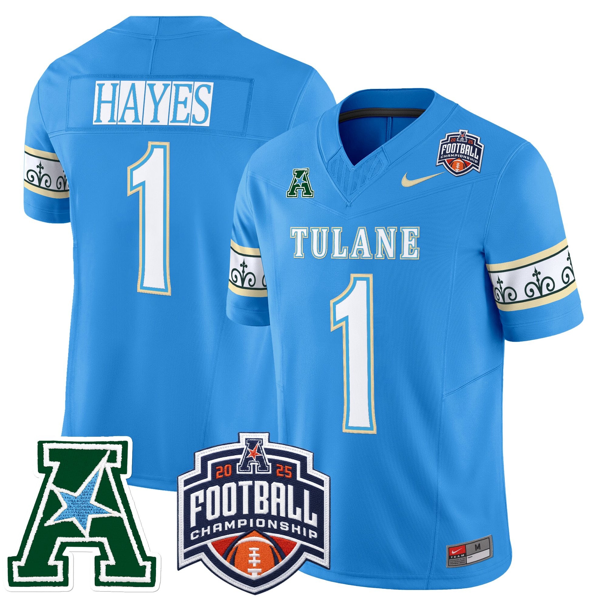 Men's Tulane Green Wave 'City Edition' Vapor Limited Jersey - 2025 AAC Championship Patch - All Stitched