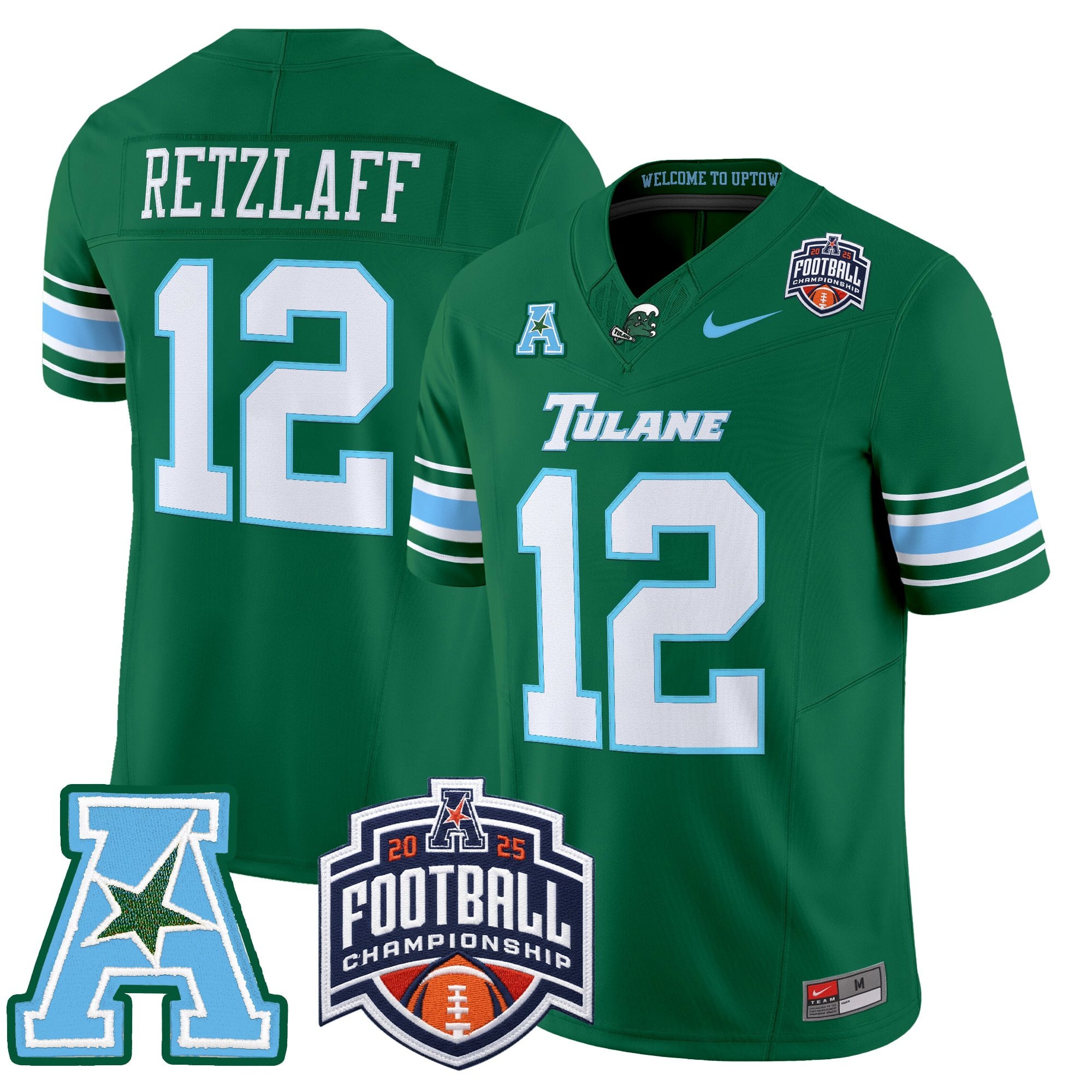 Men's Tulane Green Wave 2025 AAC Championship Vapor Limited Jersey - All Stitched