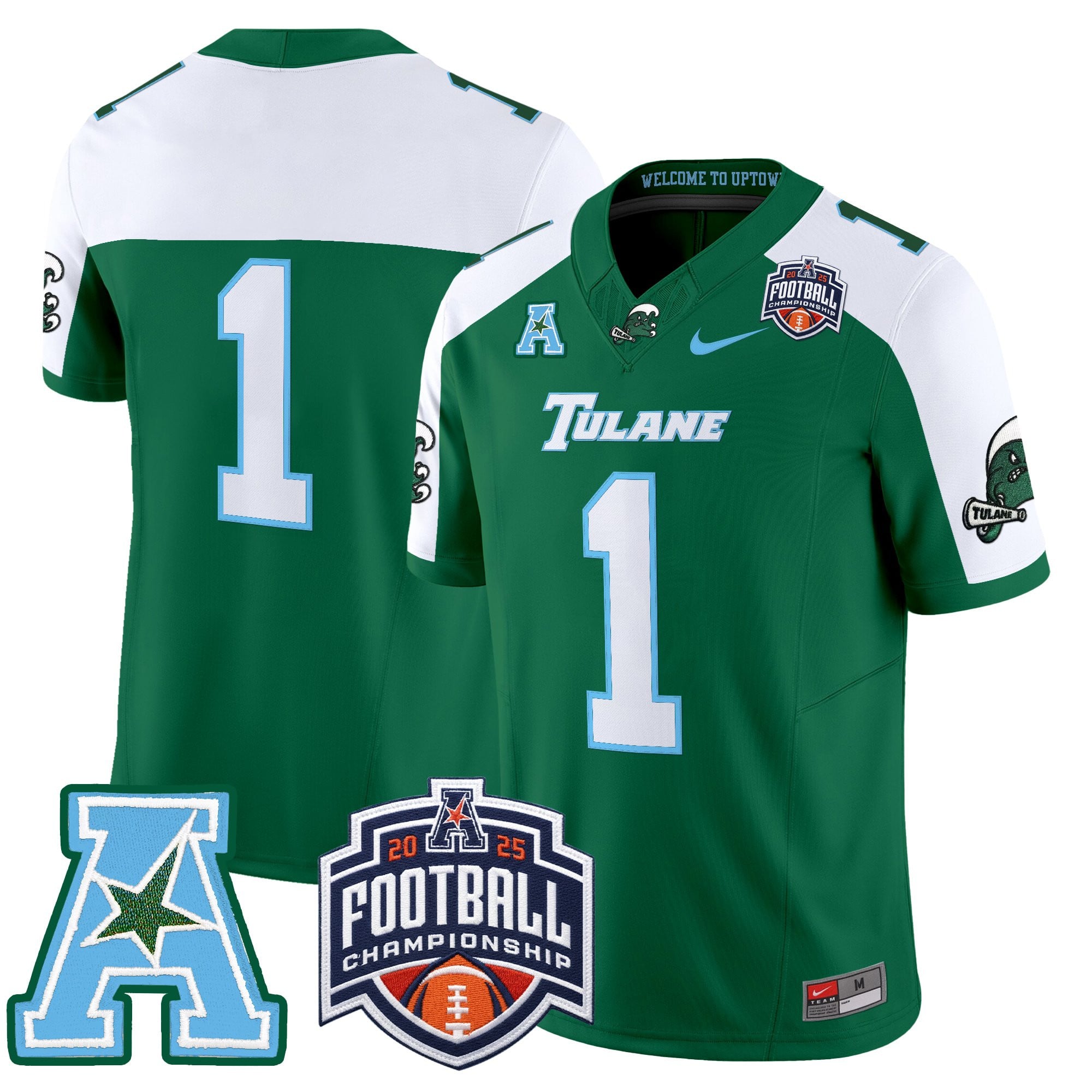 Men's Tulane Green Wave 2025 AAC Championship Vapor Limited Jersey - All Stitched