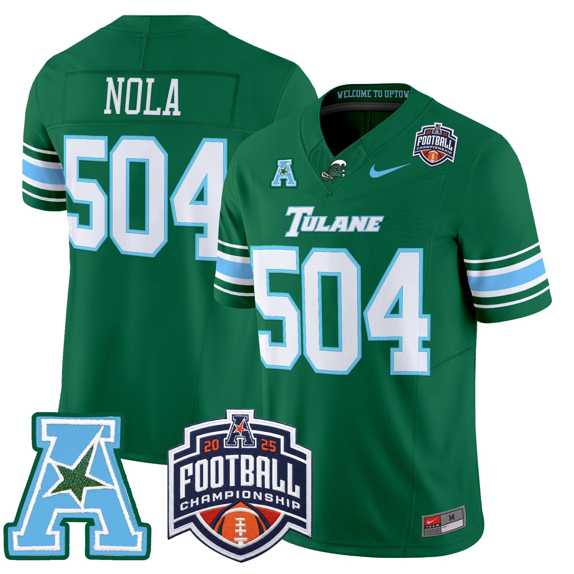 Men's Tulane Green Wave 2025 AAC Championship Vapor Limited Jersey - All Stitched
