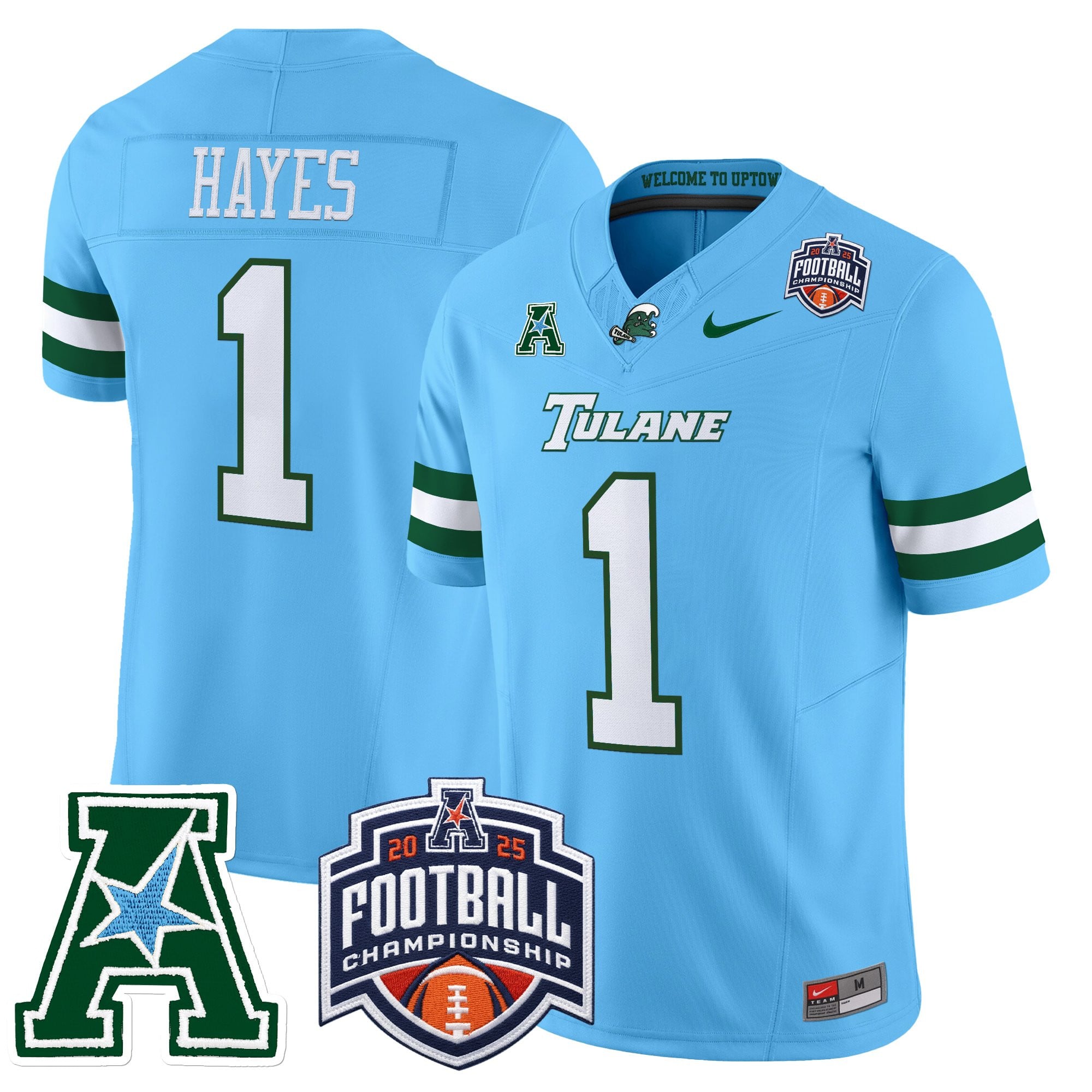 Men's Tulane Green Wave 2025 AAC Championship Vapor Limited Jersey - All Stitched
