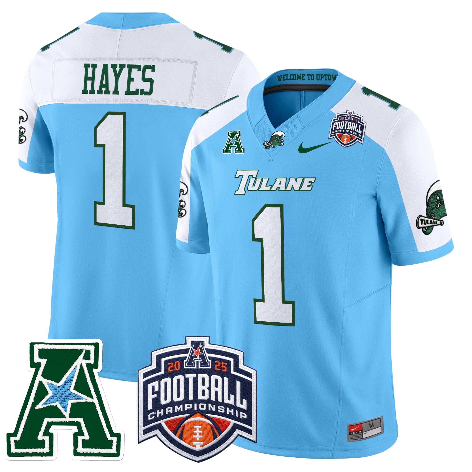 Men's Tulane Green Wave 2025 AAC Championship Vapor Limited Jersey - All Stitched