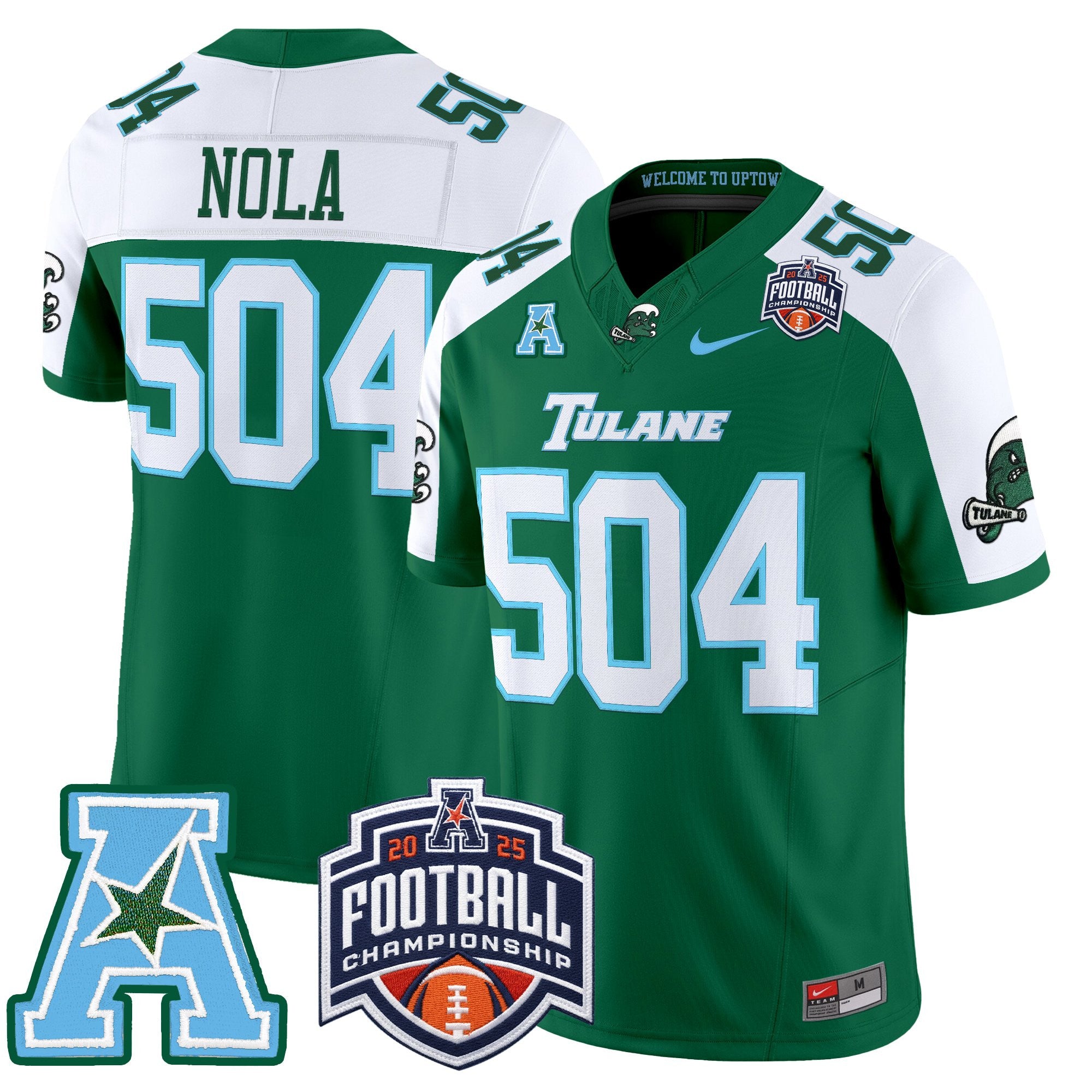 Men's Tulane Green Wave 2025 AAC Championship Vapor Limited Jersey - All Stitched