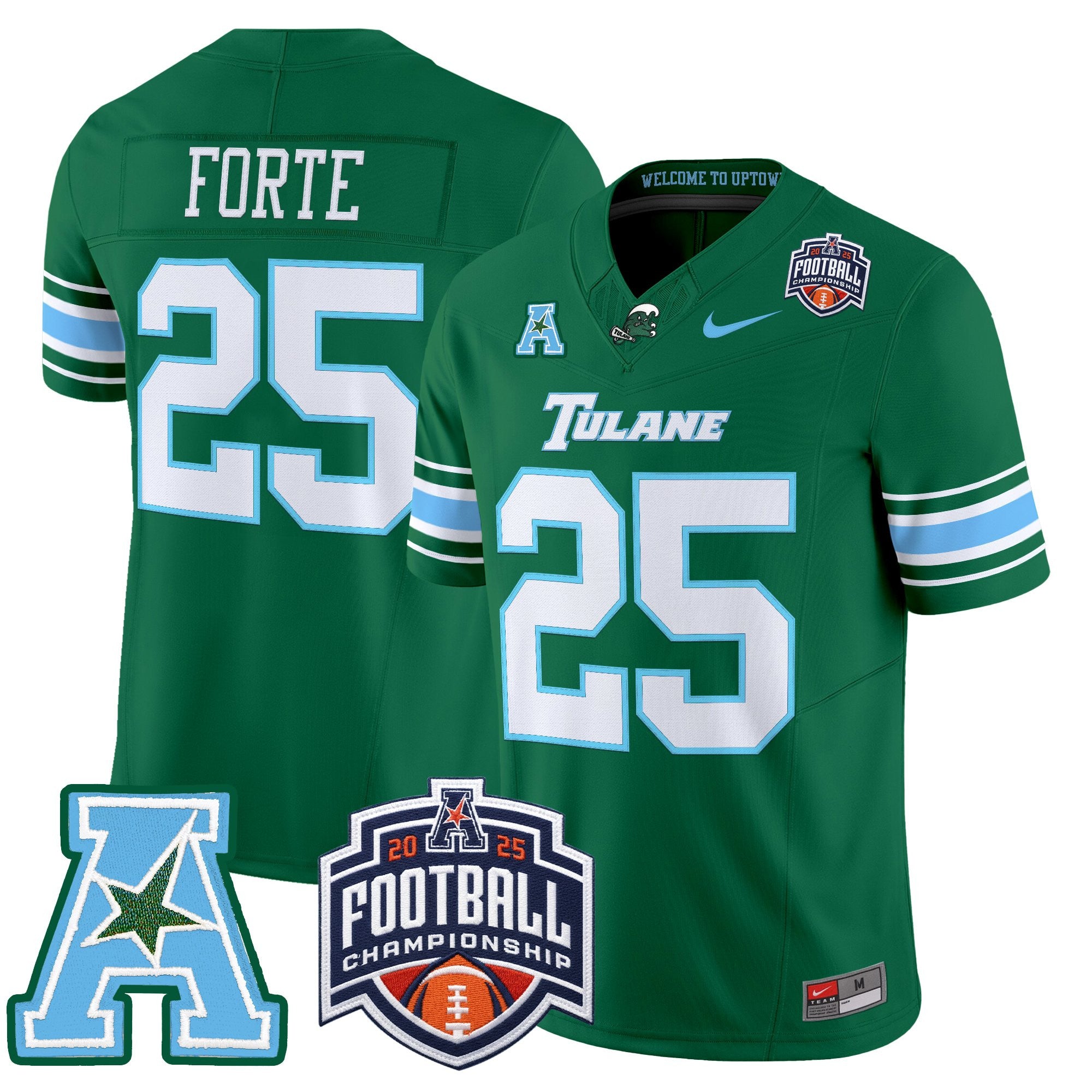 Men's Tulane Green Wave 2025 AAC Championship Vapor Limited Jersey - All Stitched