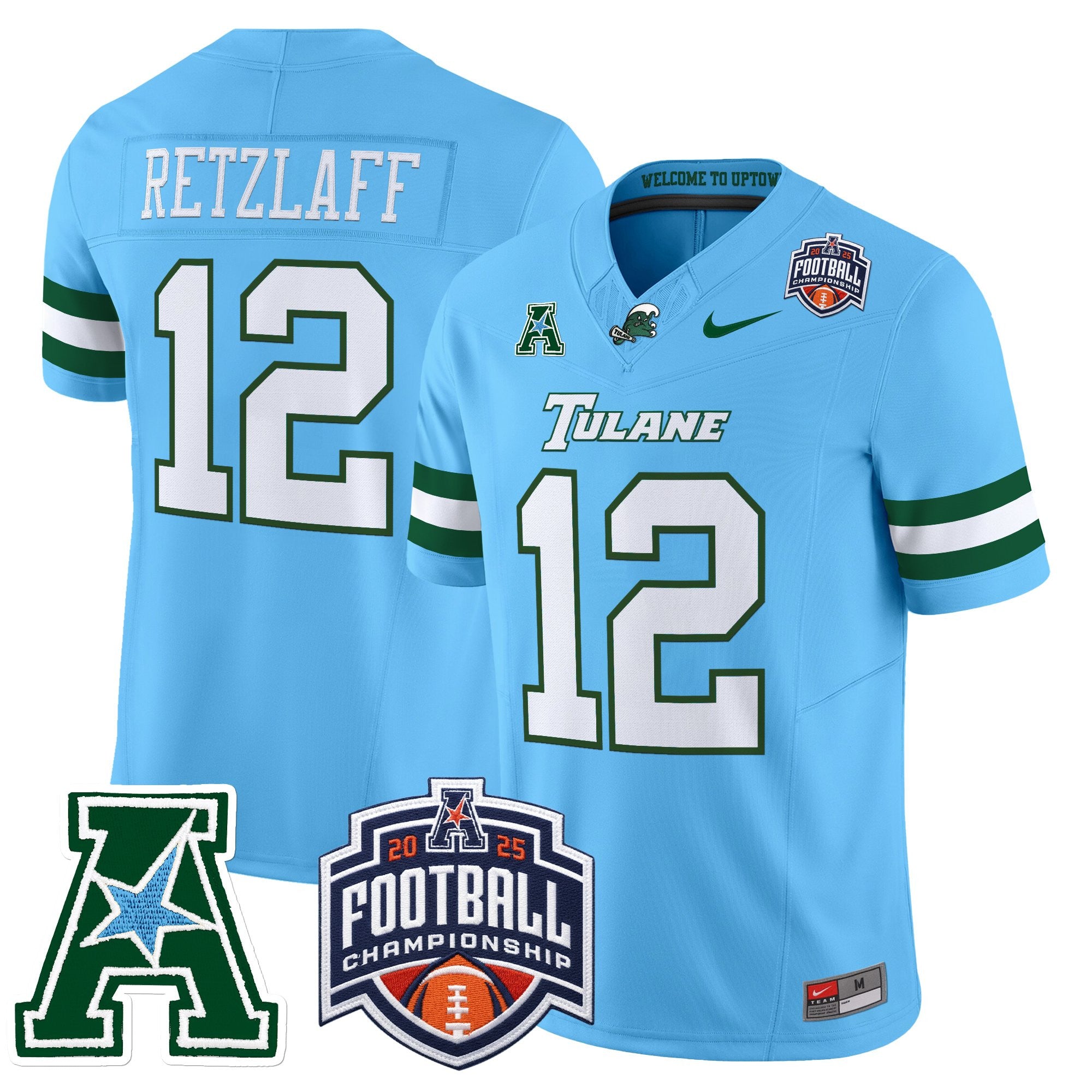 Men's Tulane Green Wave 2025 AAC Championship Vapor Limited Jersey - All Stitched