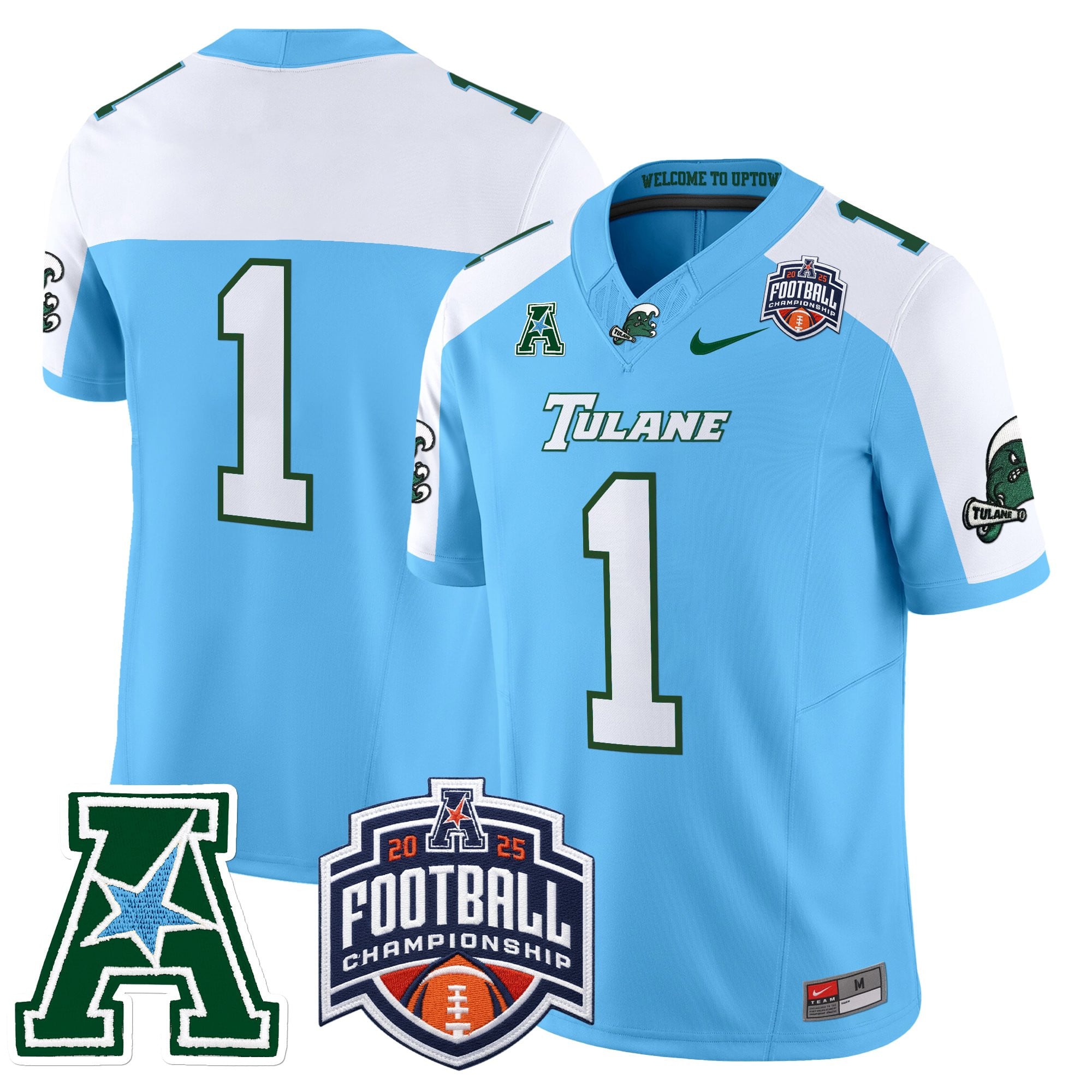 Men's Tulane Green Wave 2025 AAC Championship Vapor Limited Jersey - All Stitched
