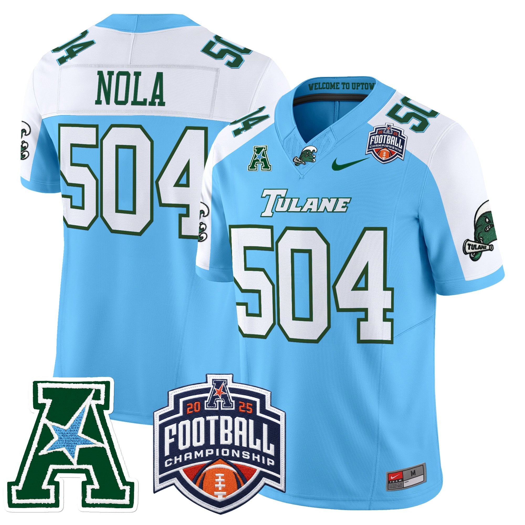 Men's Tulane Green Wave 2025 AAC Championship Vapor Limited Jersey - All Stitched