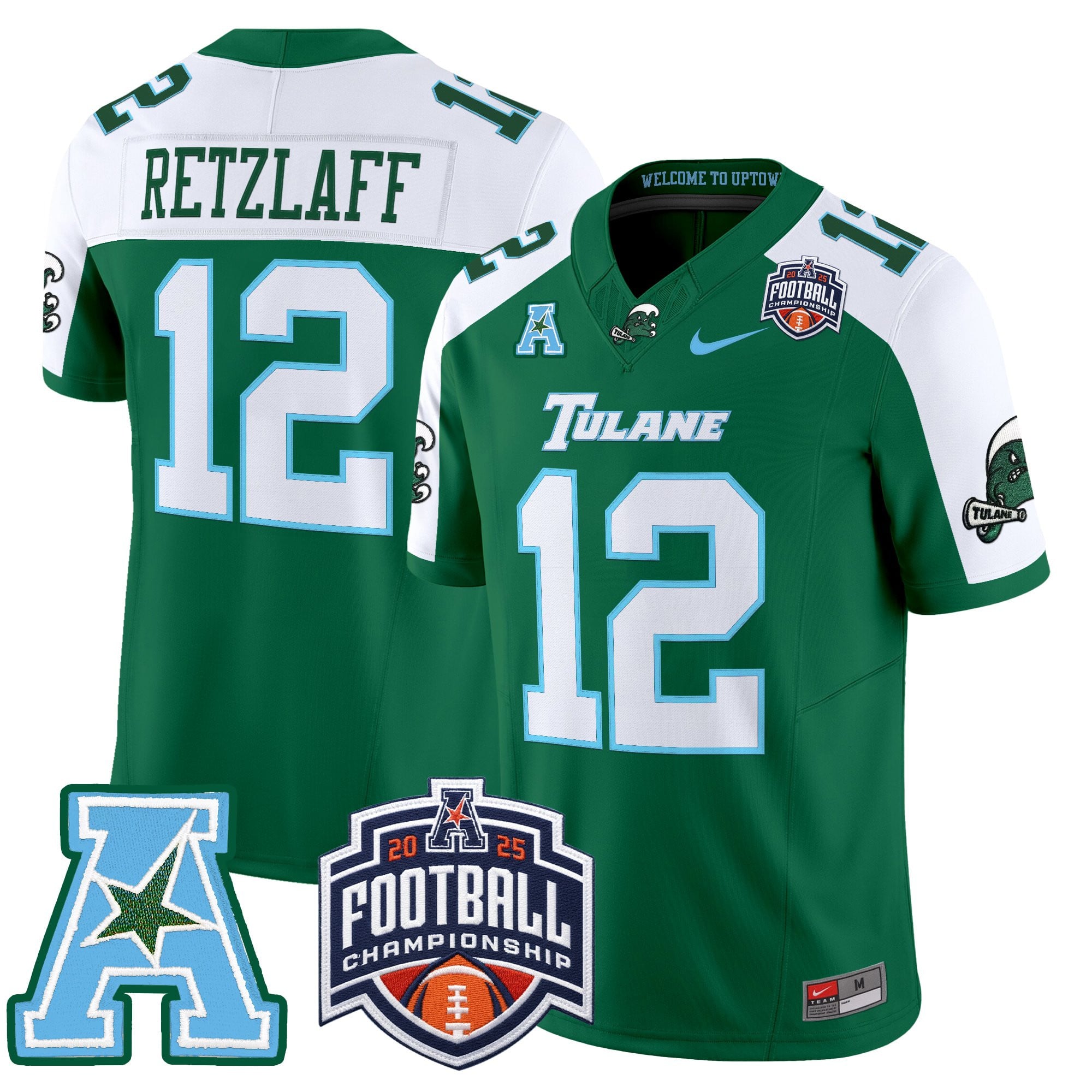 Men's Tulane Green Wave 2025 AAC Championship Vapor Limited Jersey - All Stitched