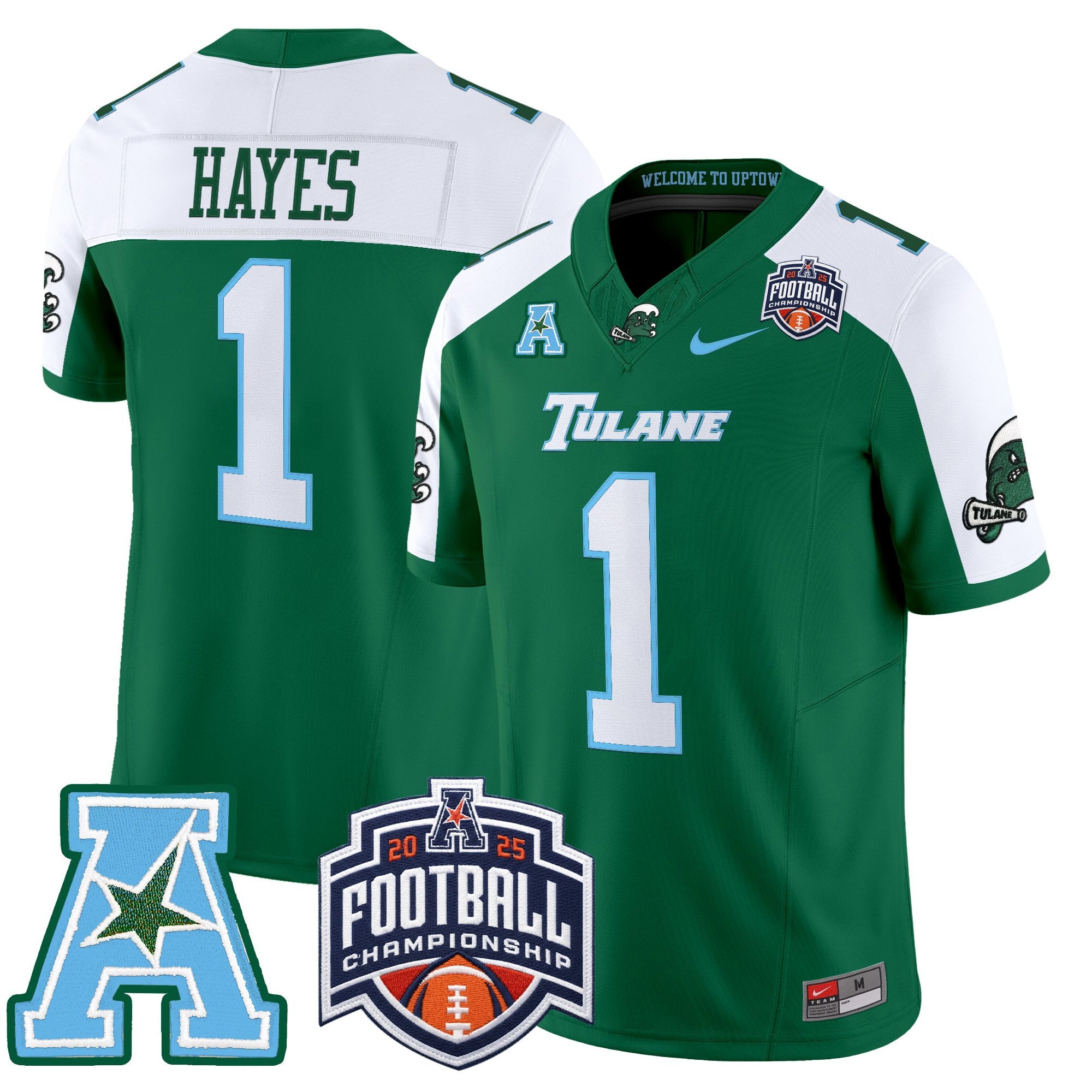Men's Tulane Green Wave 2025 AAC Championship Vapor Limited Jersey - All Stitched