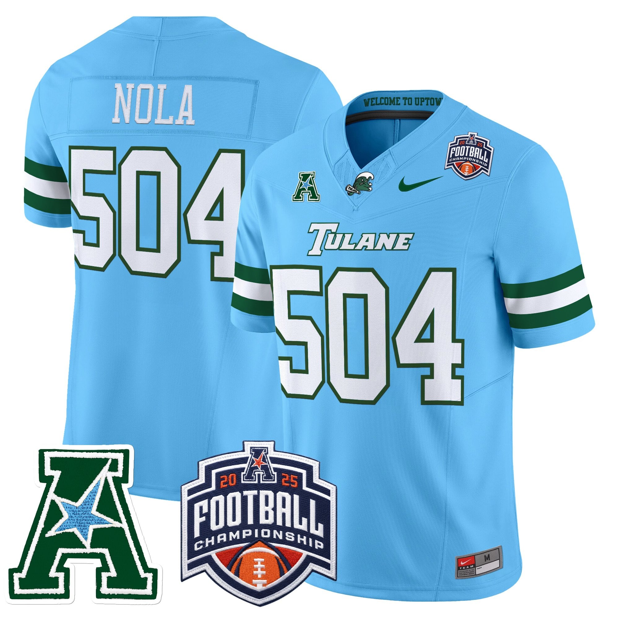 Men's Tulane Green Wave 2025 AAC Championship Vapor Limited Jersey - All Stitched