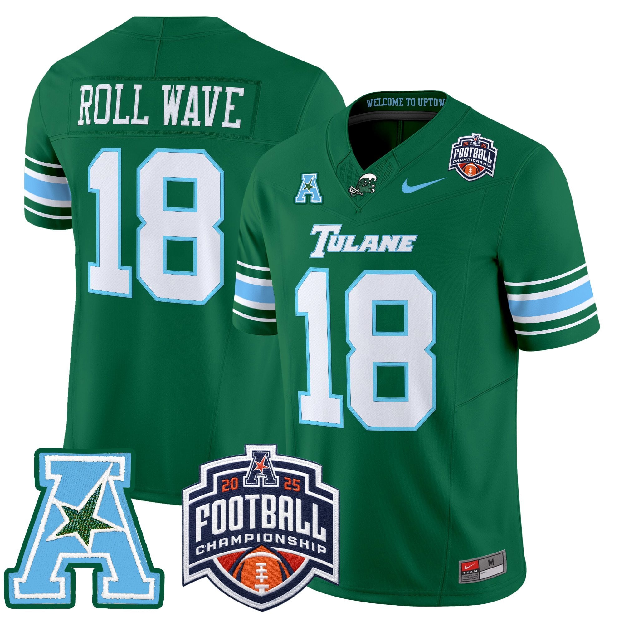 Men's Tulane Green Wave 2025 AAC Championship Vapor Limited Jersey - All Stitched