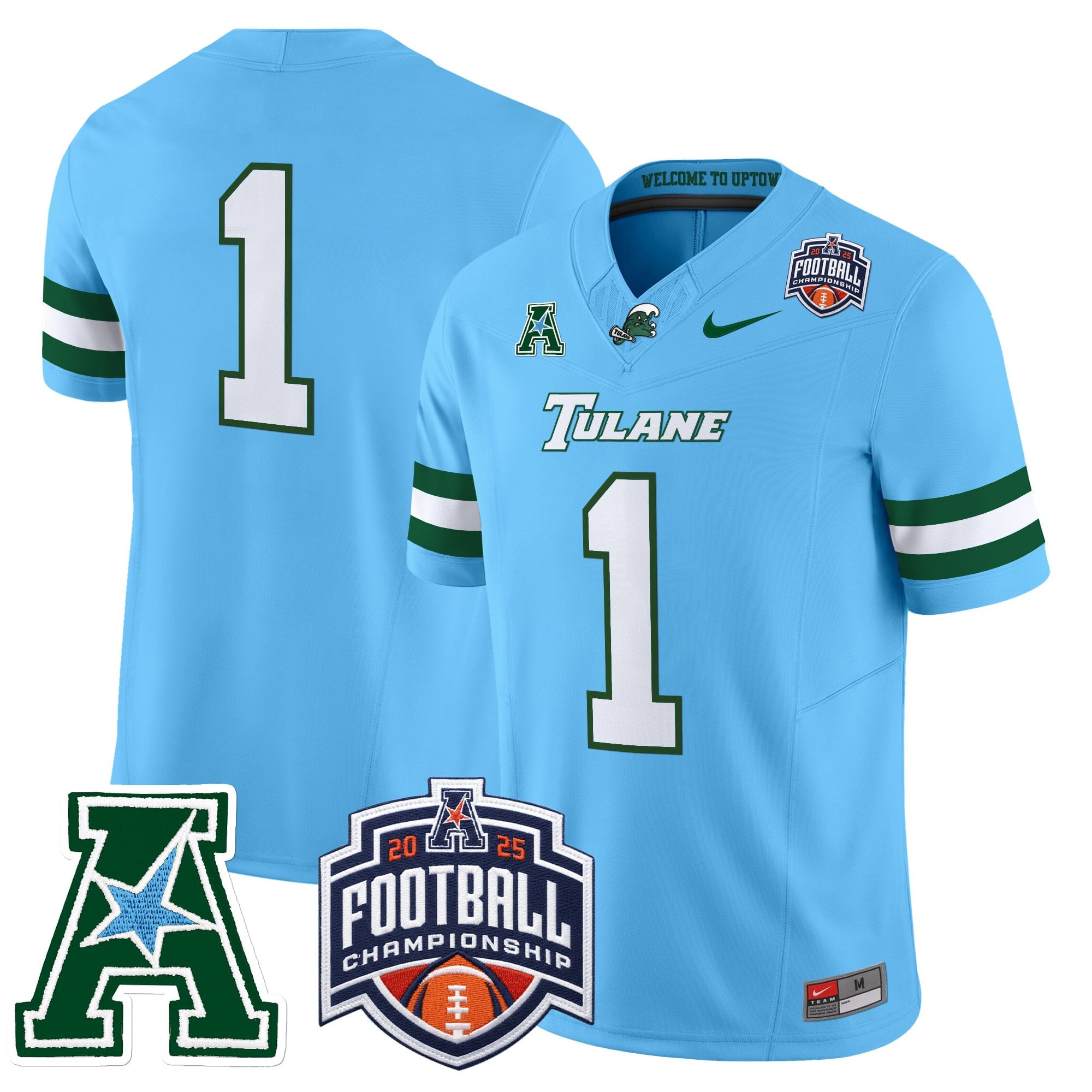 Men's Tulane Green Wave 2025 AAC Championship Vapor Limited Jersey - All Stitched