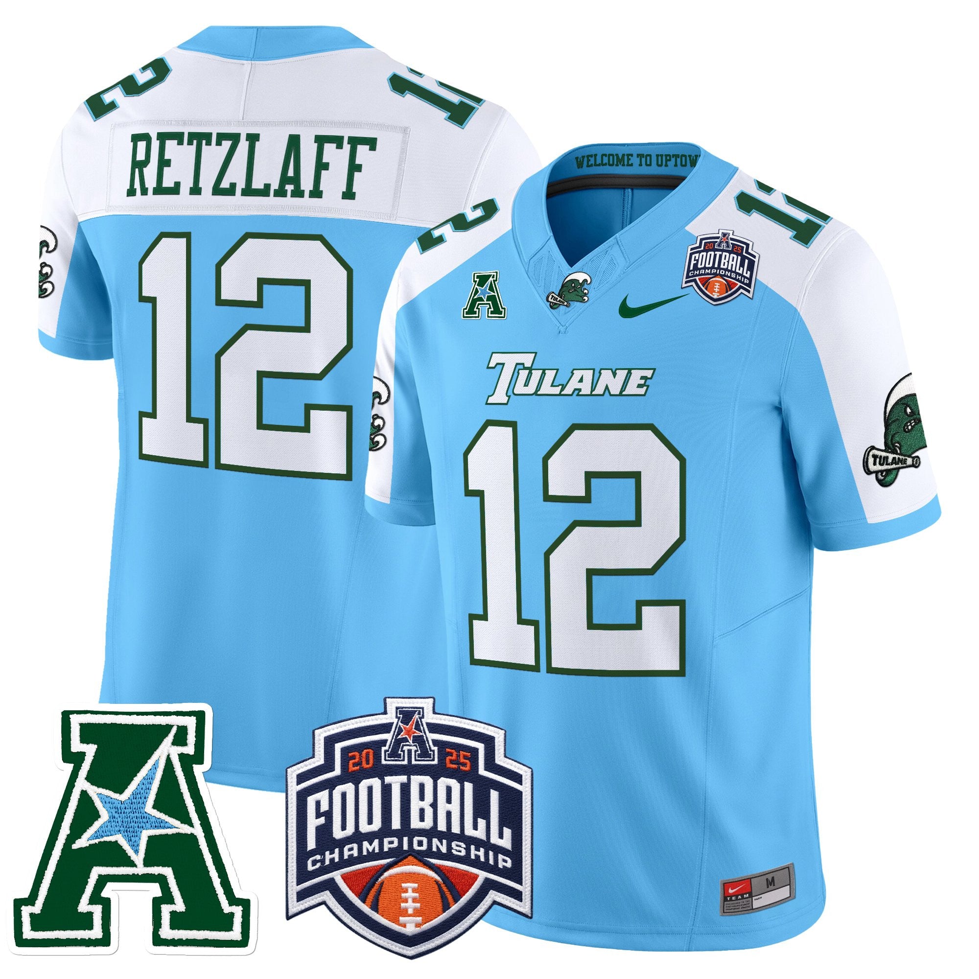 Men's Tulane Green Wave 2025 AAC Championship Vapor Limited Jersey - All Stitched