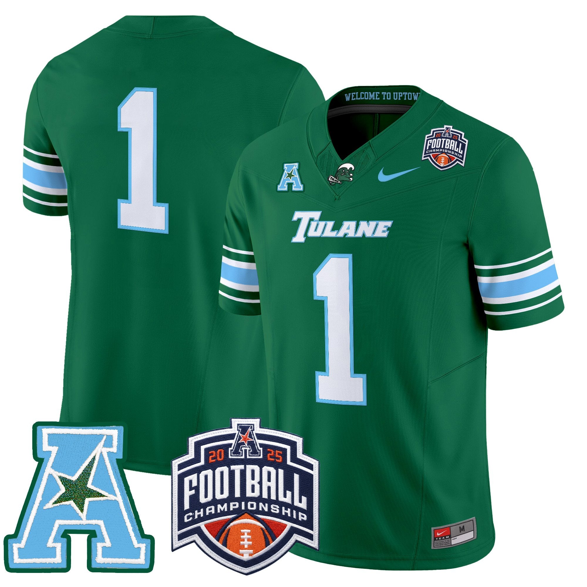 Men's Tulane Green Wave 2025 AAC Championship Vapor Limited Jersey - All Stitched