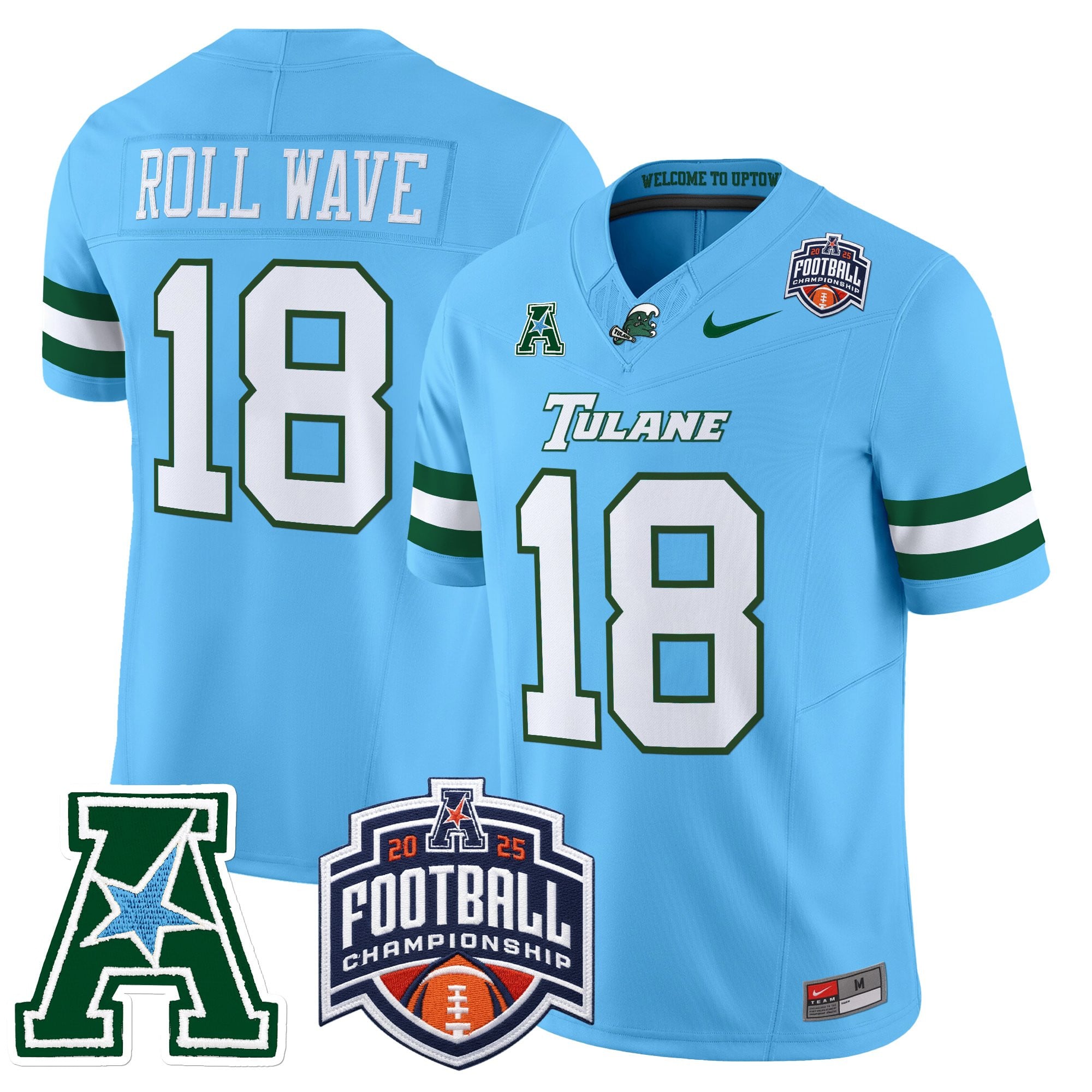 Men's Tulane Green Wave 2025 AAC Championship Vapor Limited Jersey - All Stitched