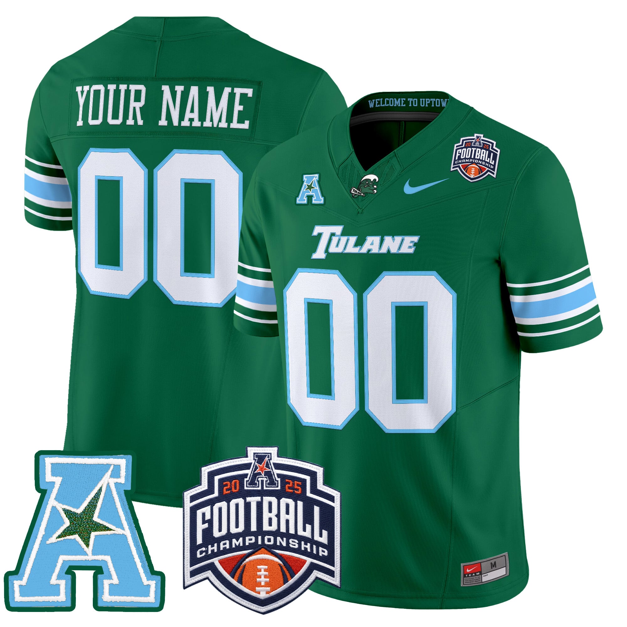 Tulane Green Wave 2025 AAC Championship Vapor Limited Custom Jersey - All Stitched