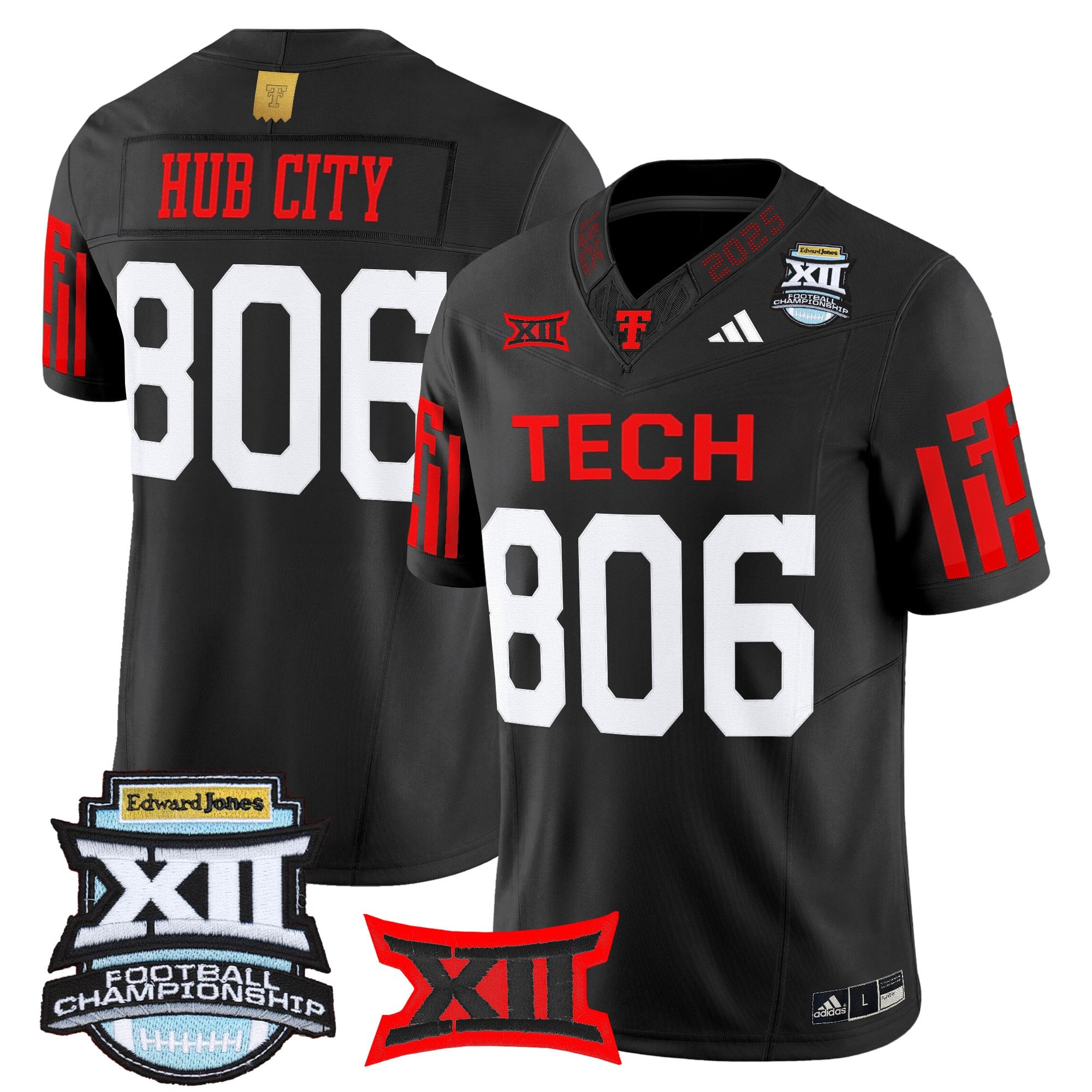 Men's Texas Tech Red Raiders 2025 Big 12 Championship Vapor Limited Jersey - All Stitched