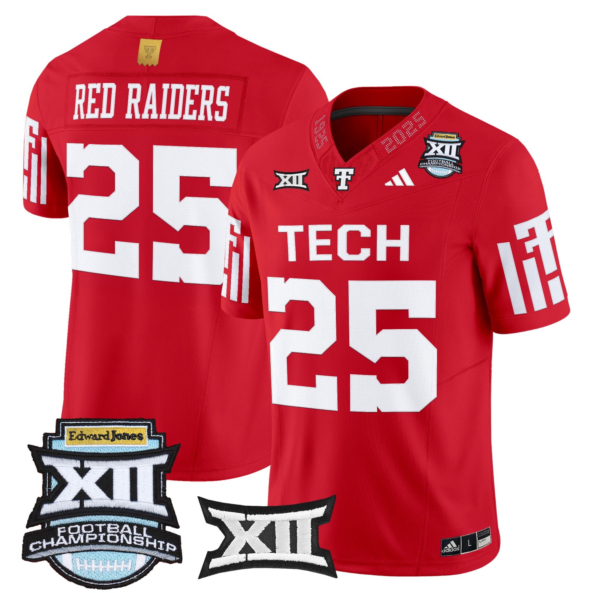 Men's Texas Tech Red Raiders 2025 Big 12 Championship Vapor Limited Jersey - All Stitched