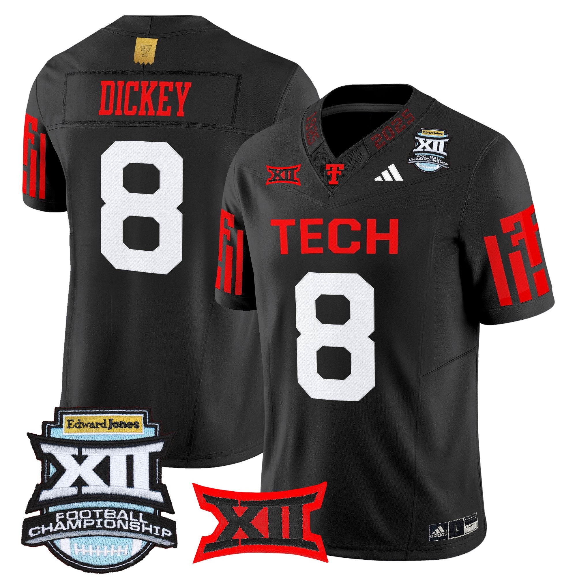 Men's Texas Tech Red Raiders 2025 Big 12 Championship Vapor Limited Jersey - All Stitched