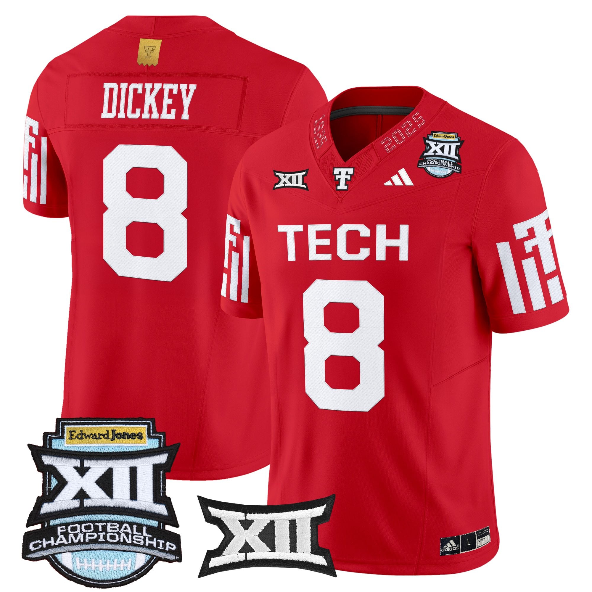 Men's Texas Tech Red Raiders 2025 Big 12 Championship Vapor Limited Jersey - All Stitched