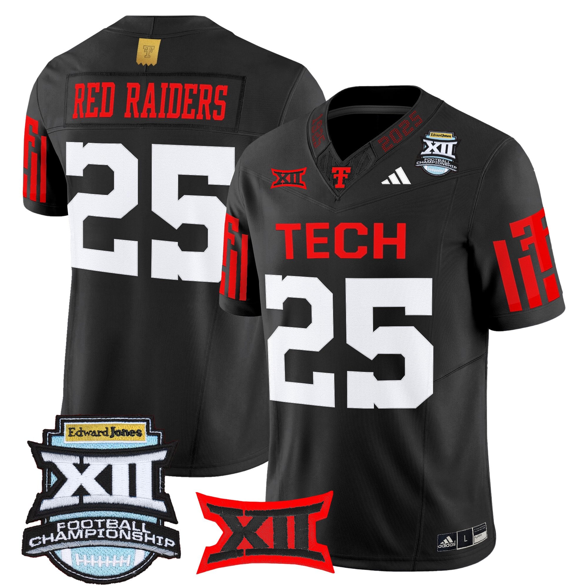 Men's Texas Tech Red Raiders 2025 Big 12 Championship Vapor Limited Jersey - All Stitched