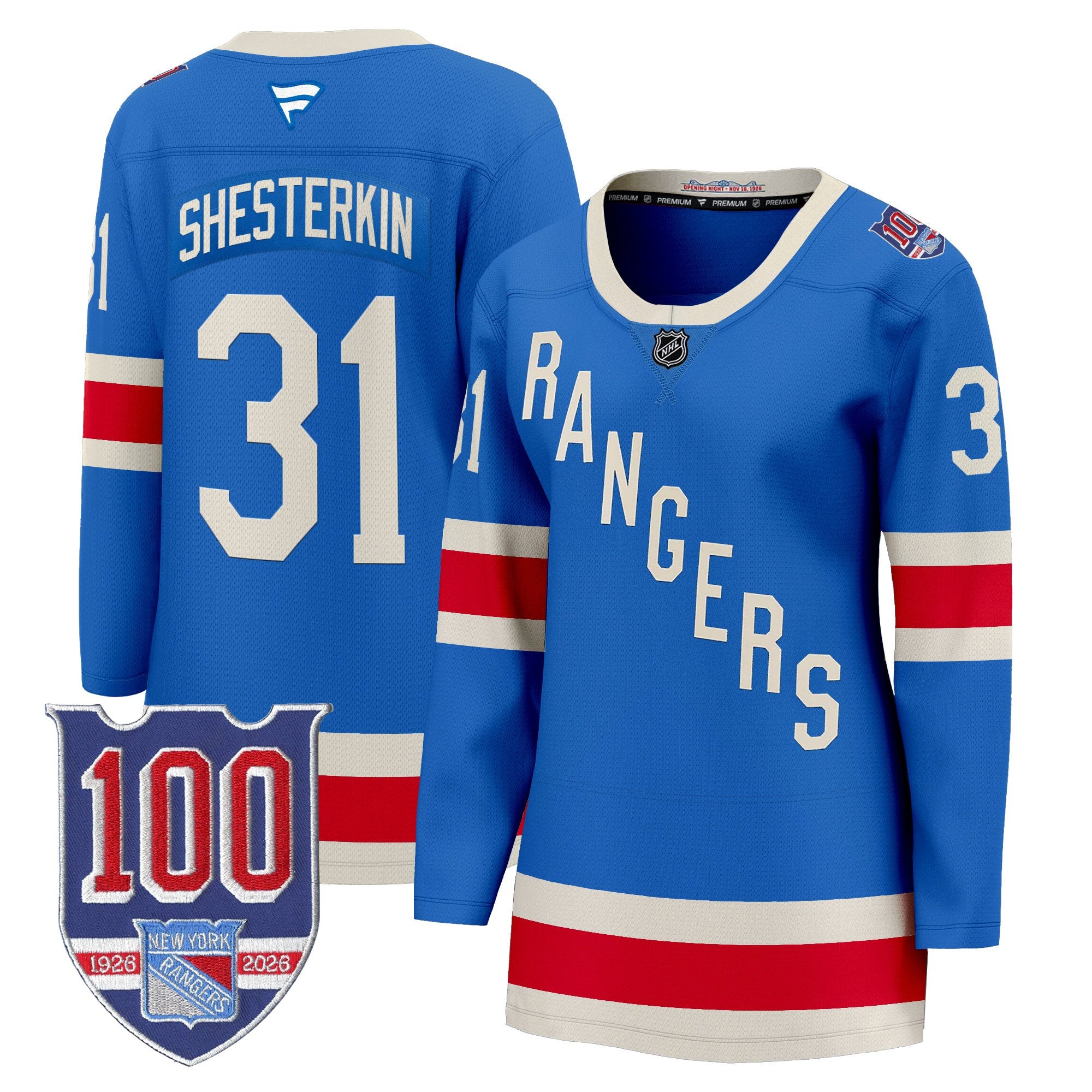 New York Rangers 1926 Throwback Premium Jersey - 100th Anniversary Patch - All Stitched