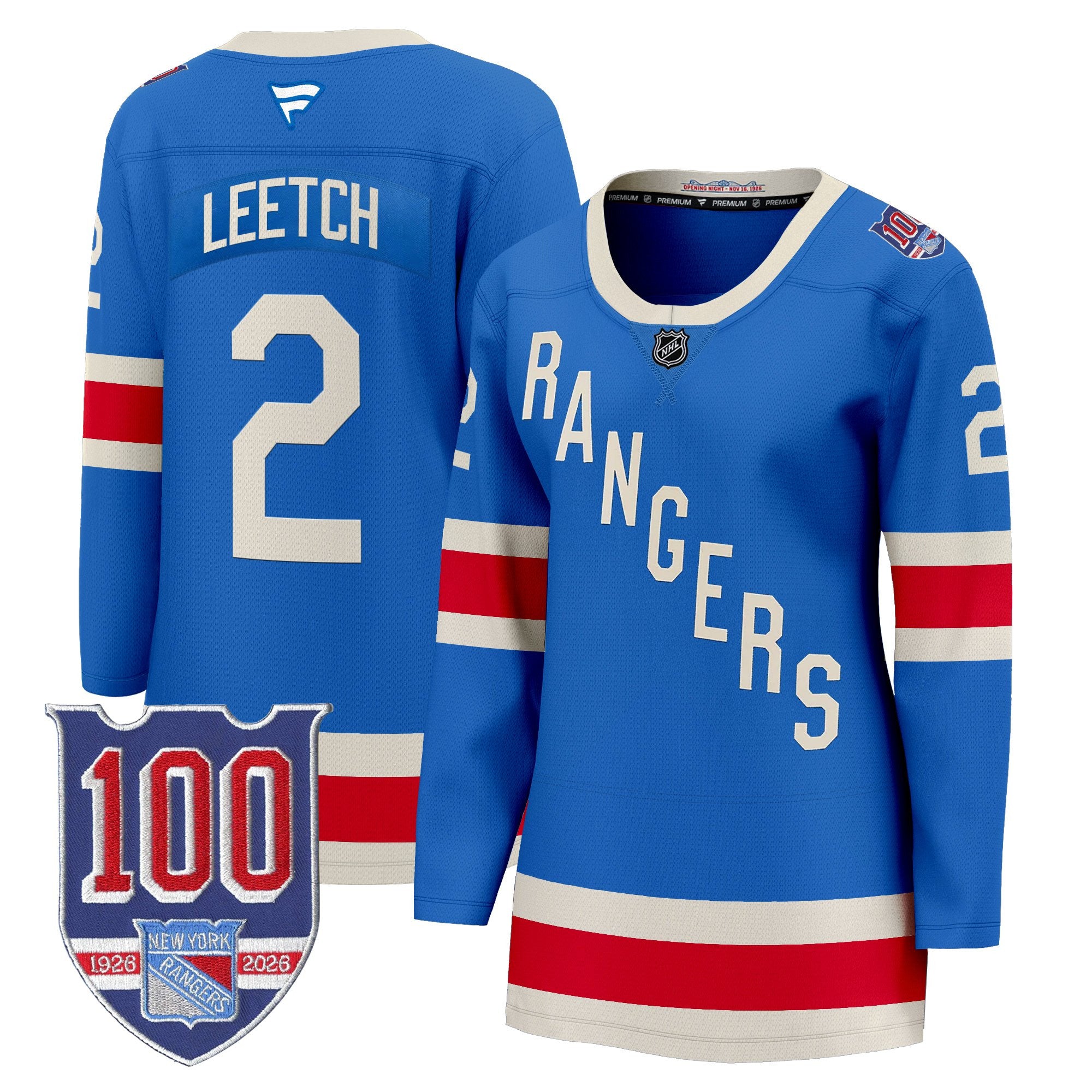 New York Rangers 1926 Throwback Premium Jersey - 100th Anniversary Patch - All Stitched
