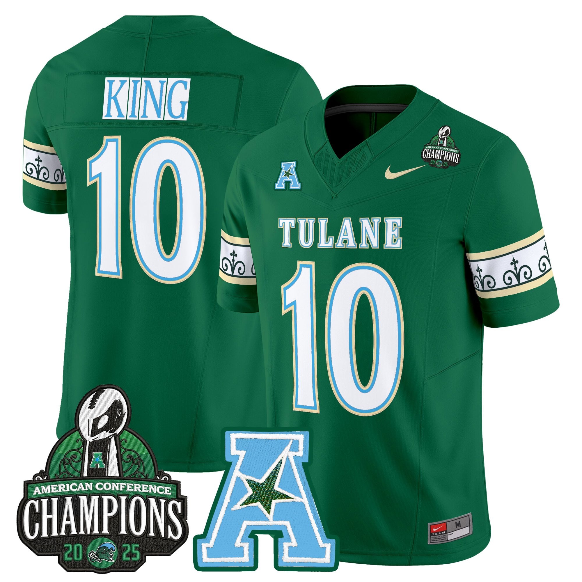 Men's Tulane Green Wave 'City Edition' Vapor Limited Jersey - 2025 AAC Champions Patch - All Stitched
