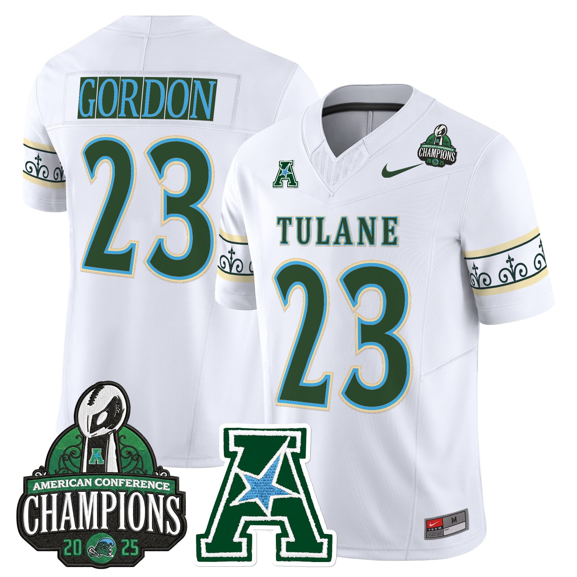 Men's Tulane Green Wave 'City Edition' Vapor Limited Jersey - 2025 AAC Champions Patch - All Stitched