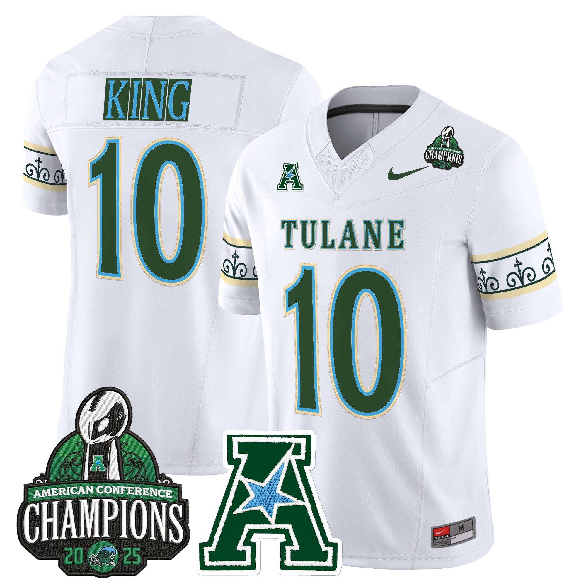 Men's Tulane Green Wave 'City Edition' Vapor Limited Jersey - 2025 AAC Champions Patch - All Stitched