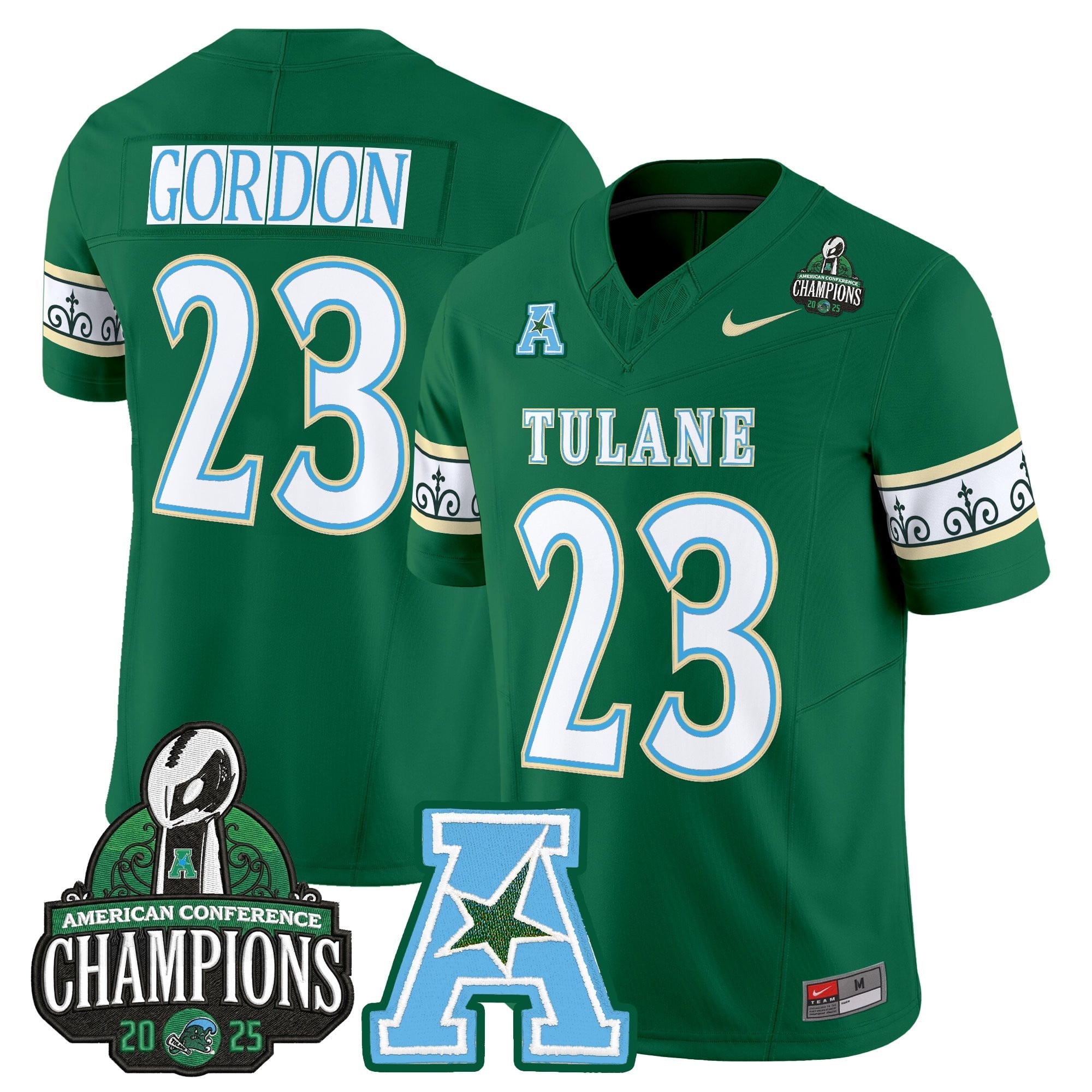 Men's Tulane Green Wave 'City Edition' Vapor Limited Jersey - 2025 AAC Champions Patch - All Stitched