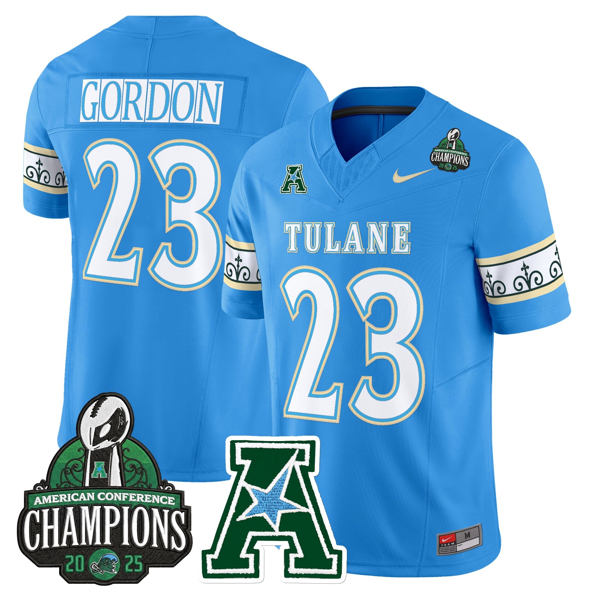 Men's Tulane Green Wave 'City Edition' Vapor Limited Jersey - 2025 AAC Champions Patch - All Stitched
