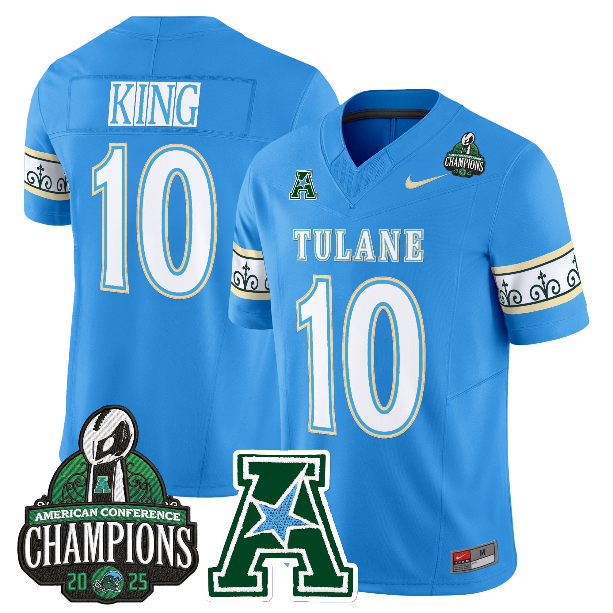 Men's Tulane Green Wave 'City Edition' Vapor Limited Jersey - 2025 AAC Champions Patch - All Stitched