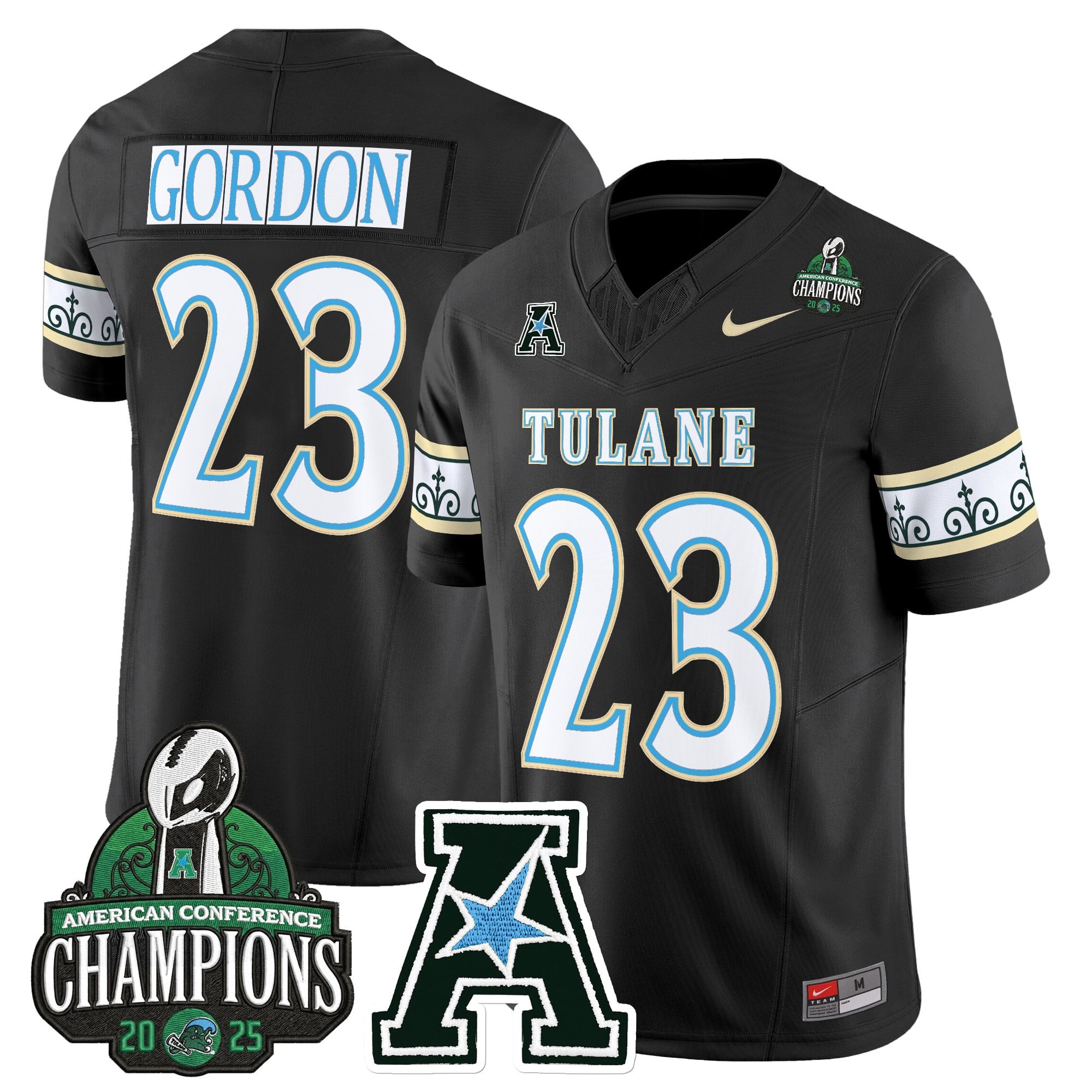 Men's Tulane Green Wave 'City Edition' Vapor Limited Jersey - 2025 AAC Champions Patch - All Stitched