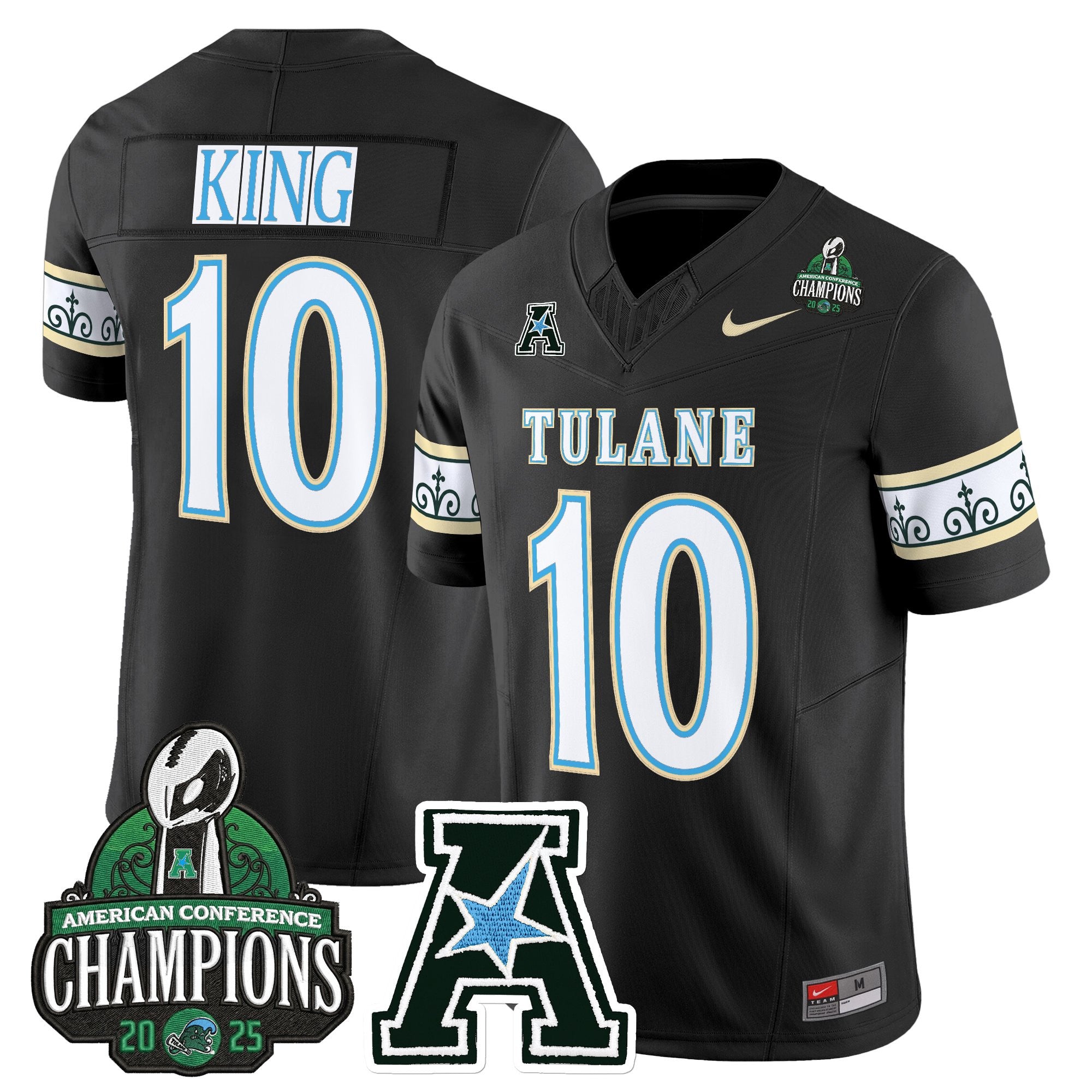 Men's Tulane Green Wave 'City Edition' Vapor Limited Jersey - 2025 AAC Champions Patch - All Stitched