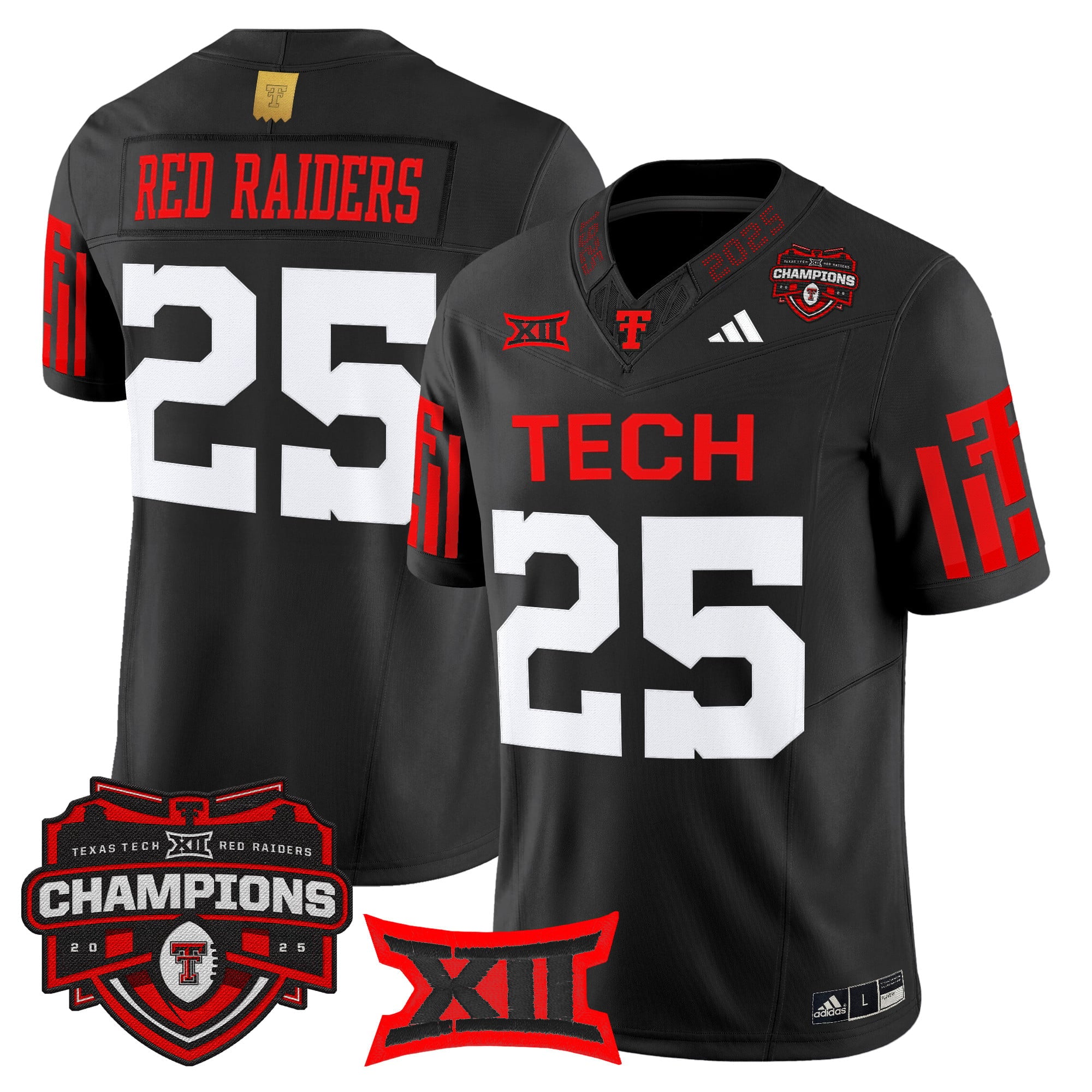 Men's Texas Tech Red Raiders 2025 Big 12 Champions Vapor Limited Jersey - All Stitched