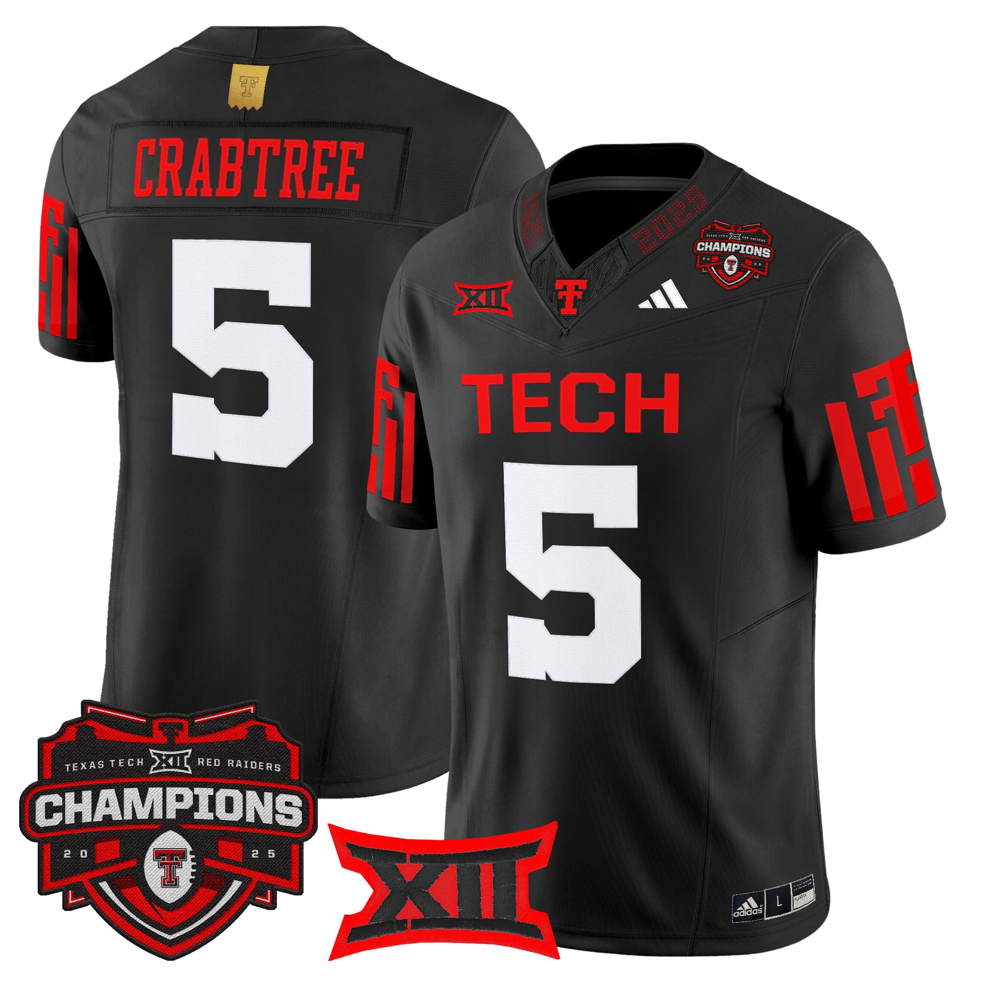 Men's Texas Tech Red Raiders 2025 Big 12 Champions Vapor Limited Jersey - All Stitched