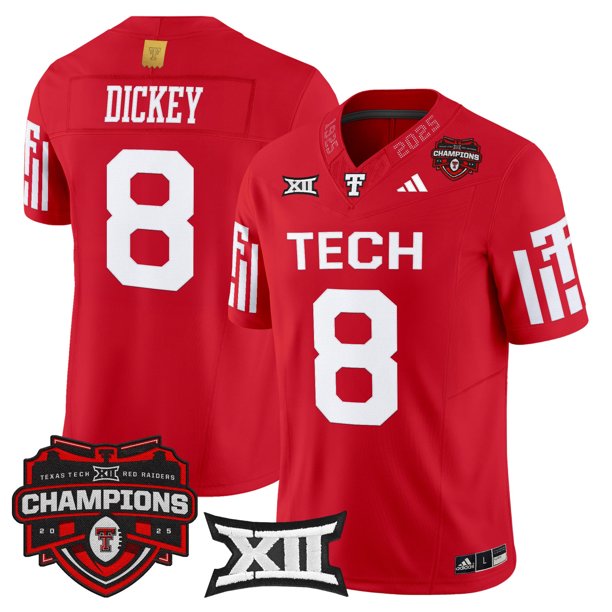 Men's Texas Tech Red Raiders 2025 Big 12 Champions Vapor Limited Jersey - All Stitched