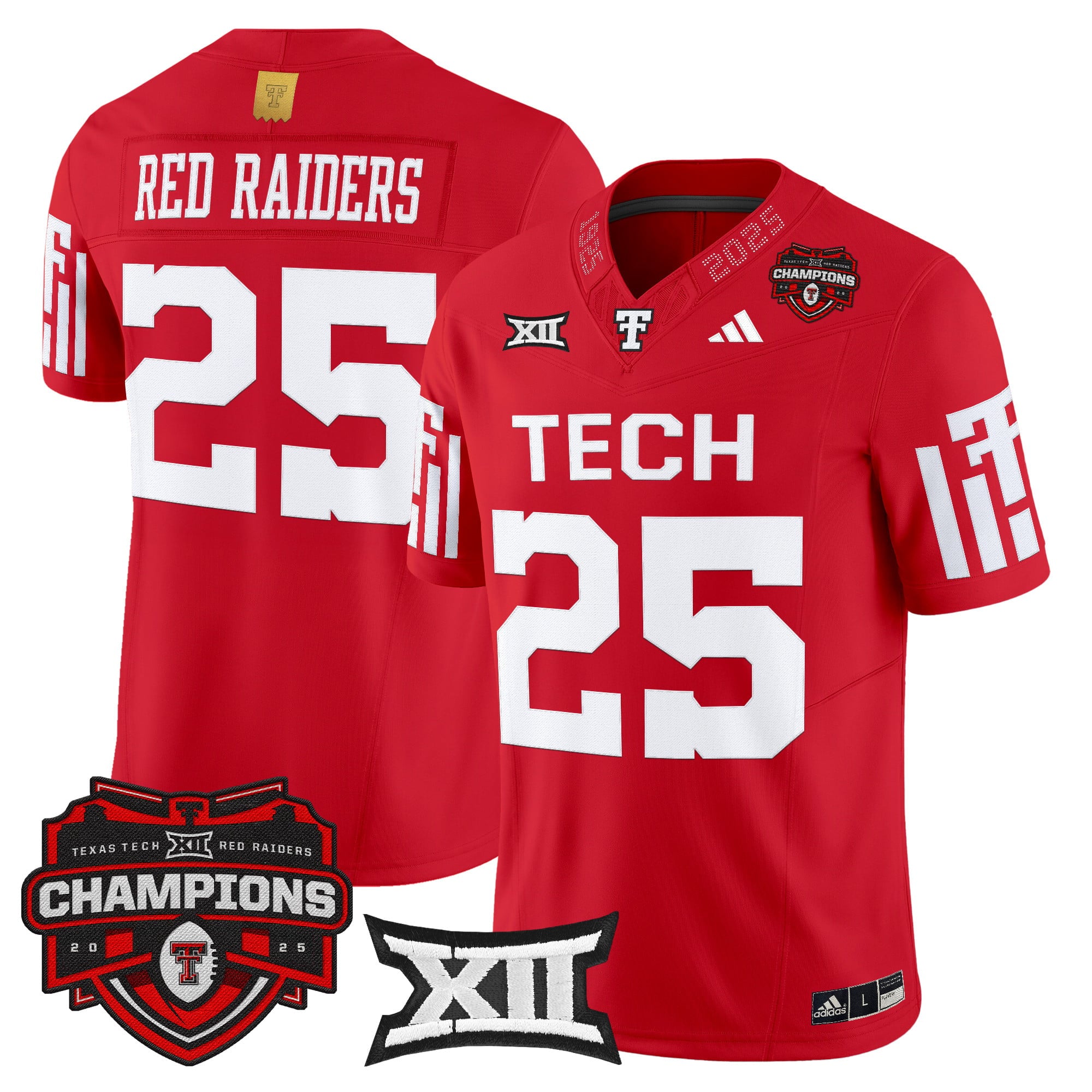 Men's Texas Tech Red Raiders 2025 Big 12 Champions Vapor Limited Jersey - All Stitched