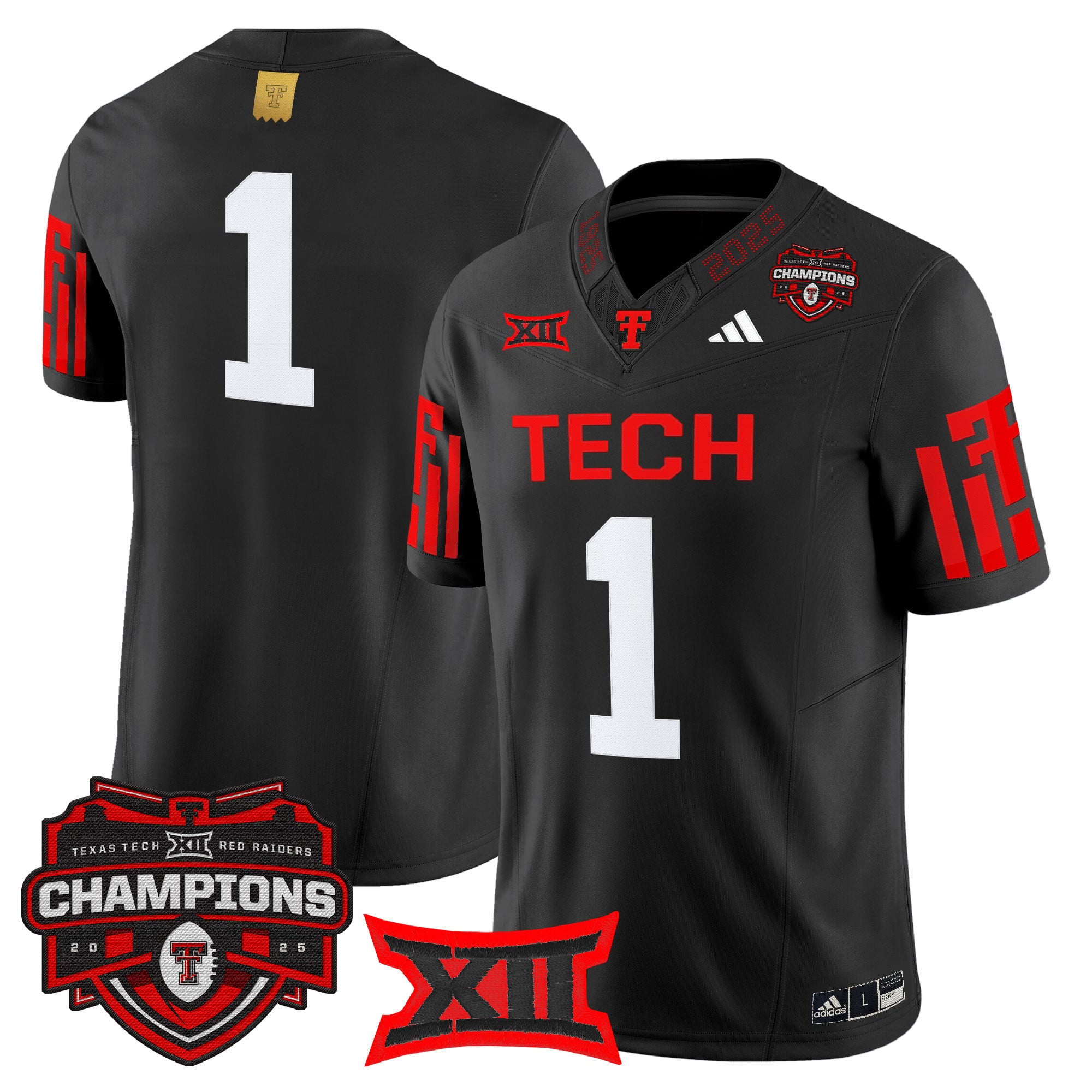 Men's Texas Tech Red Raiders 2025 Big 12 Champions Vapor Limited Jersey - All Stitched