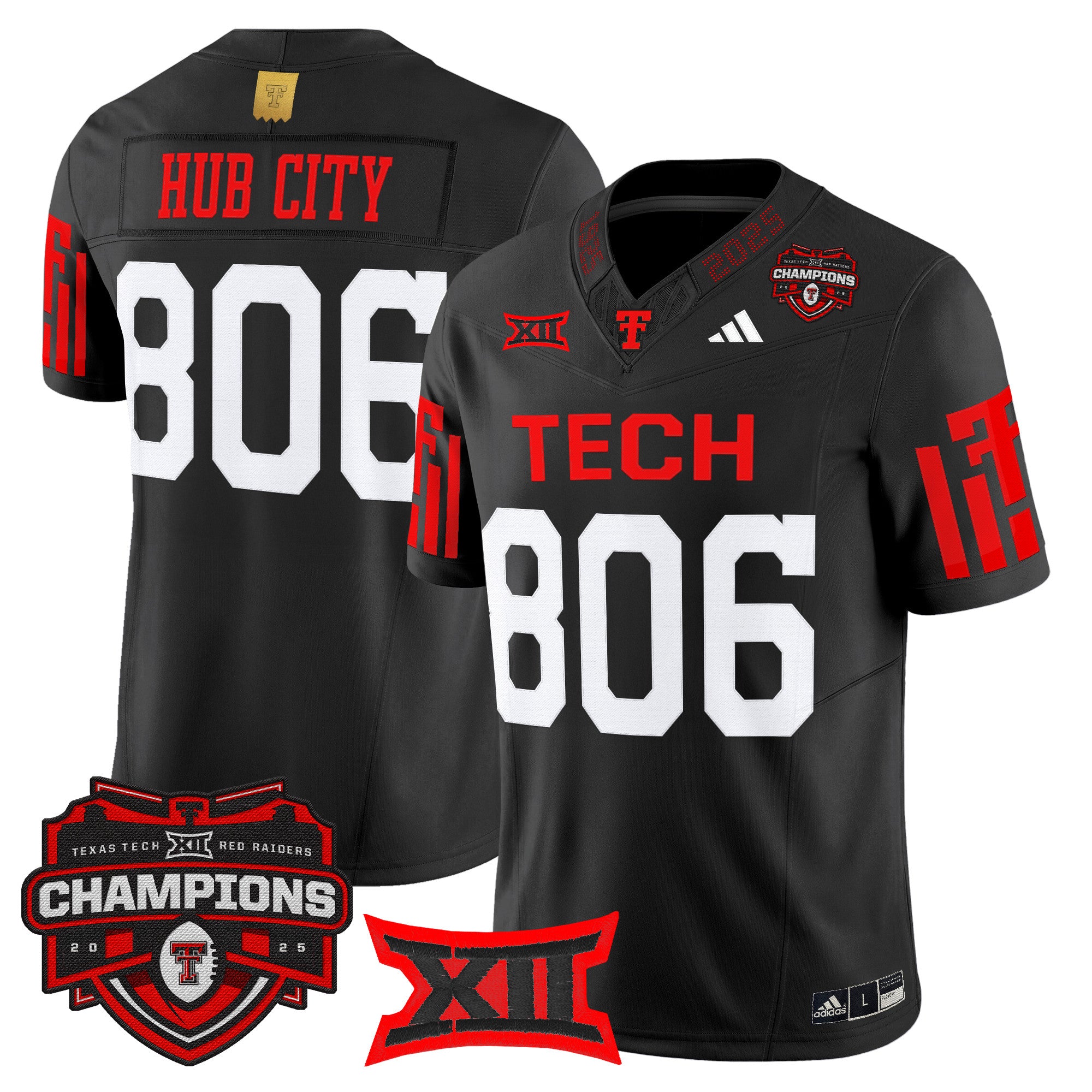Men's Texas Tech Red Raiders 2025 Big 12 Champions Vapor Limited Jersey - All Stitched